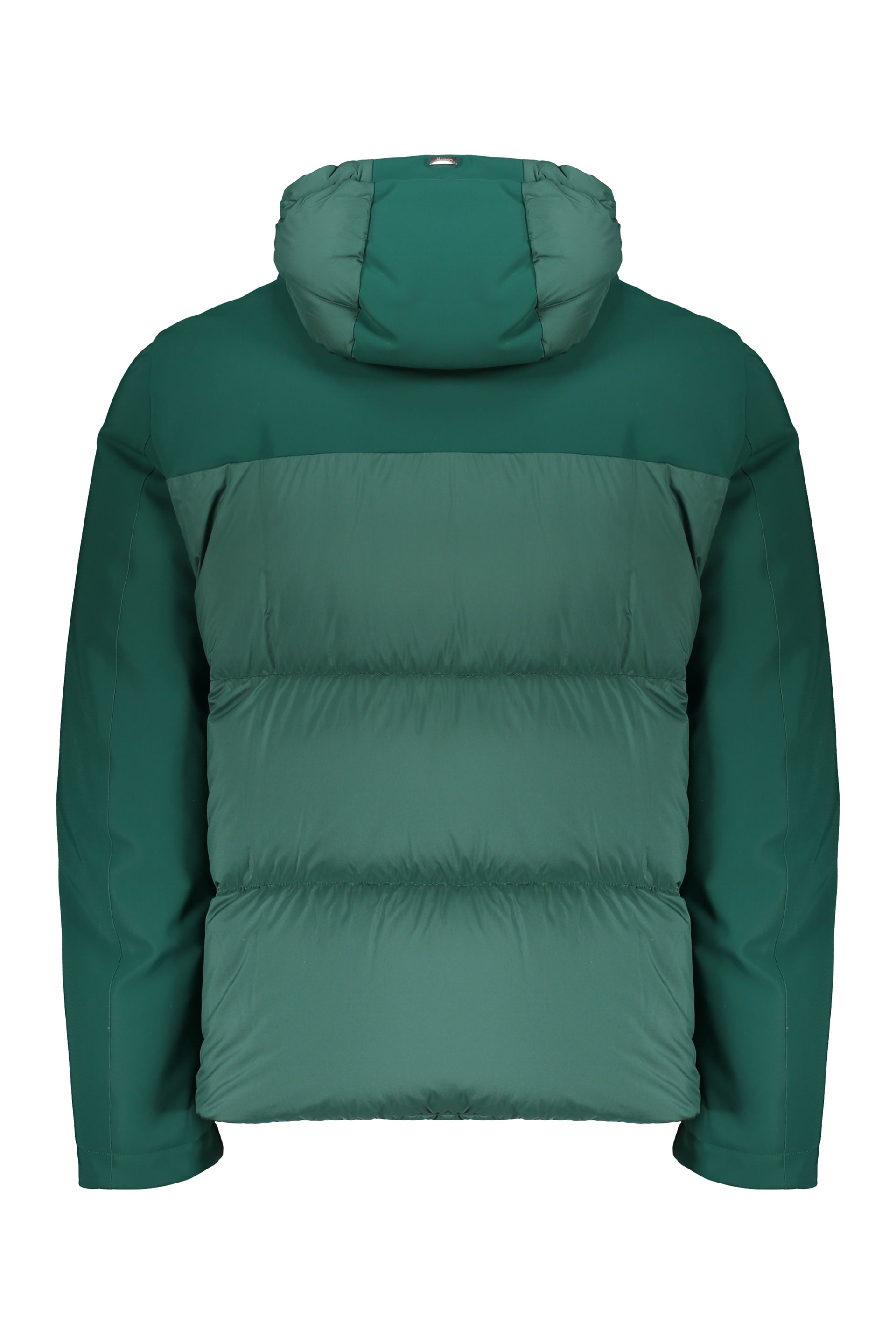 Modern green padded jacket with hood