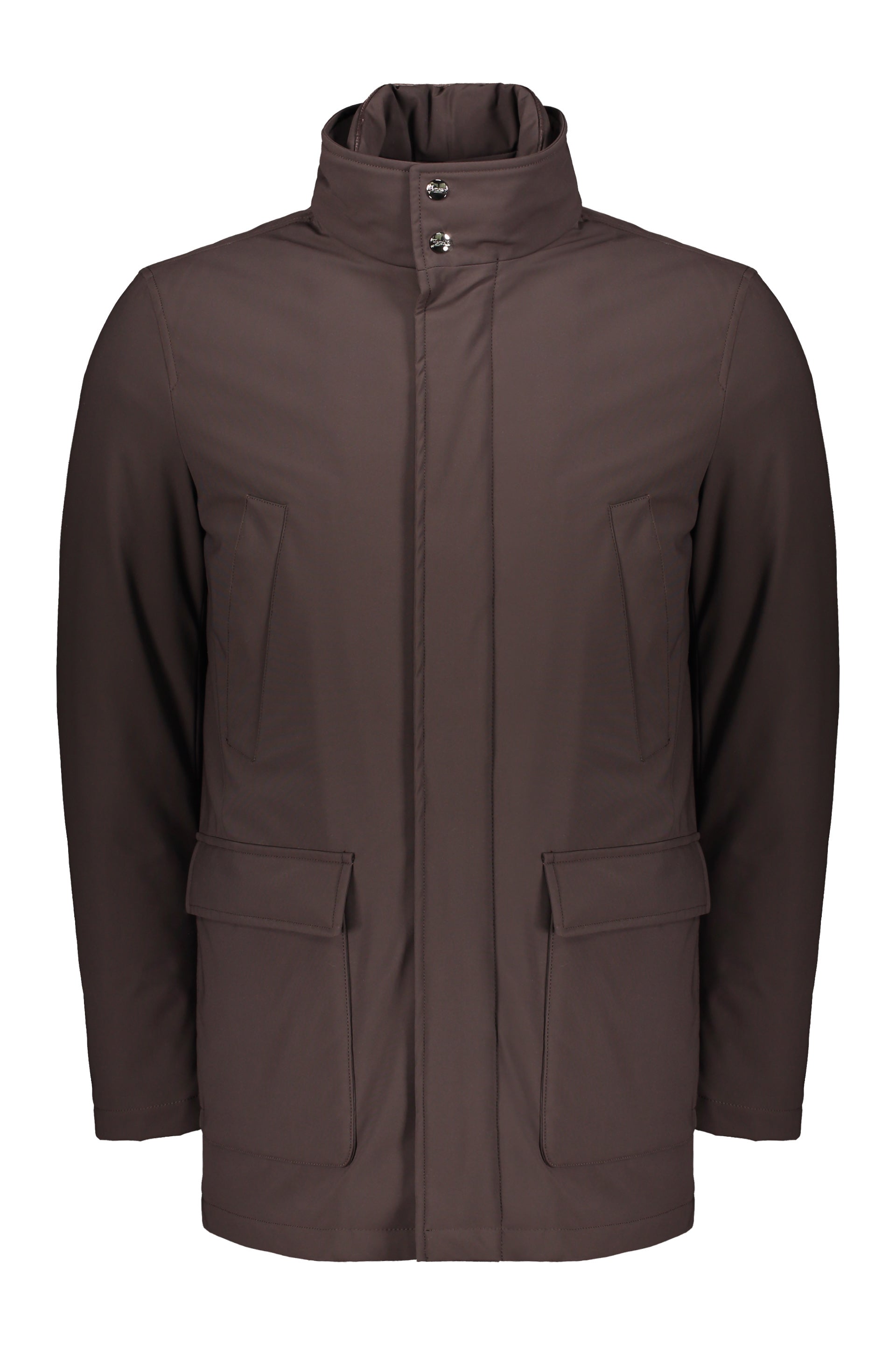 Brown padded jacket with adjustable hood