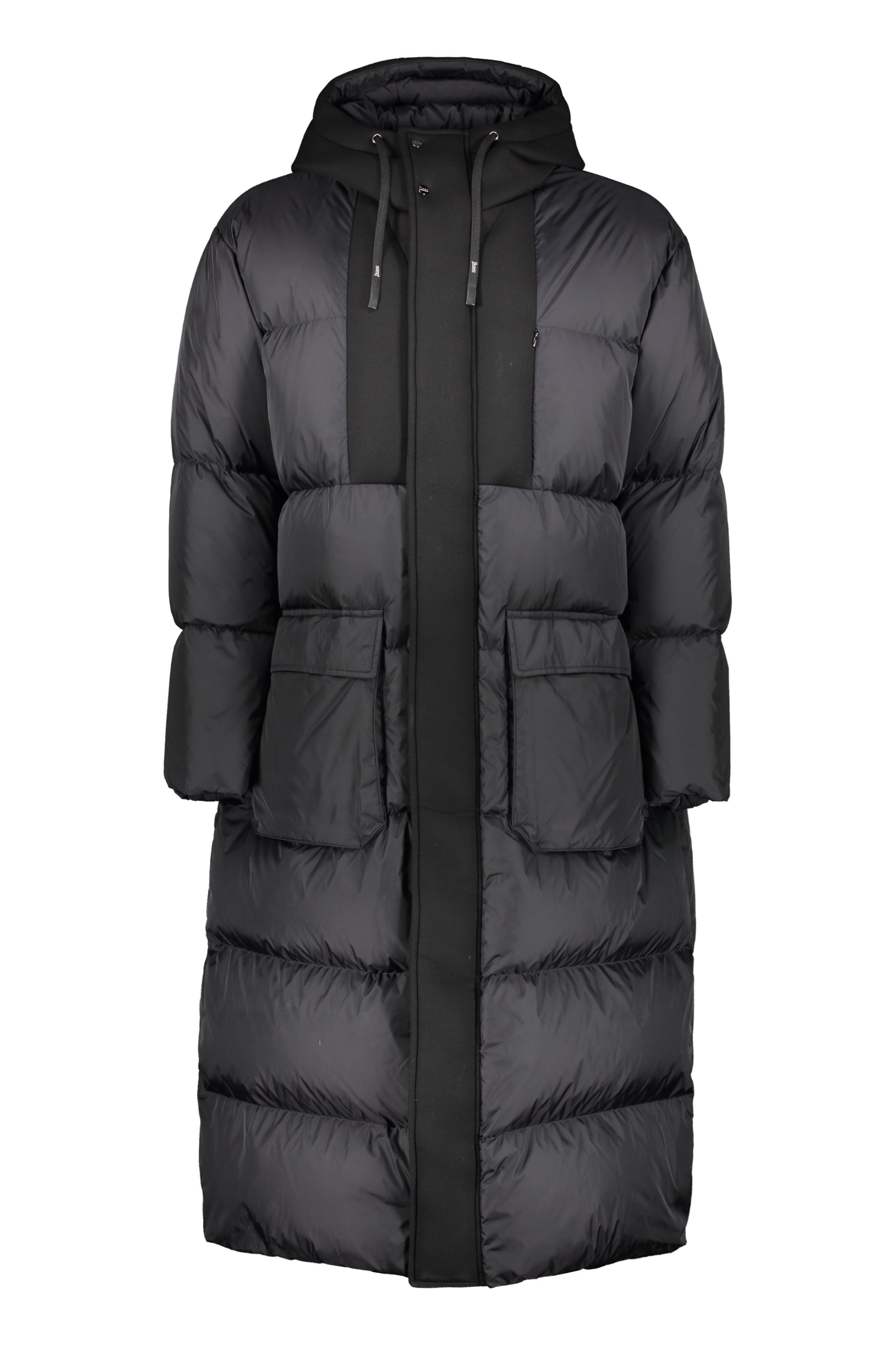 Long hooded down jacket