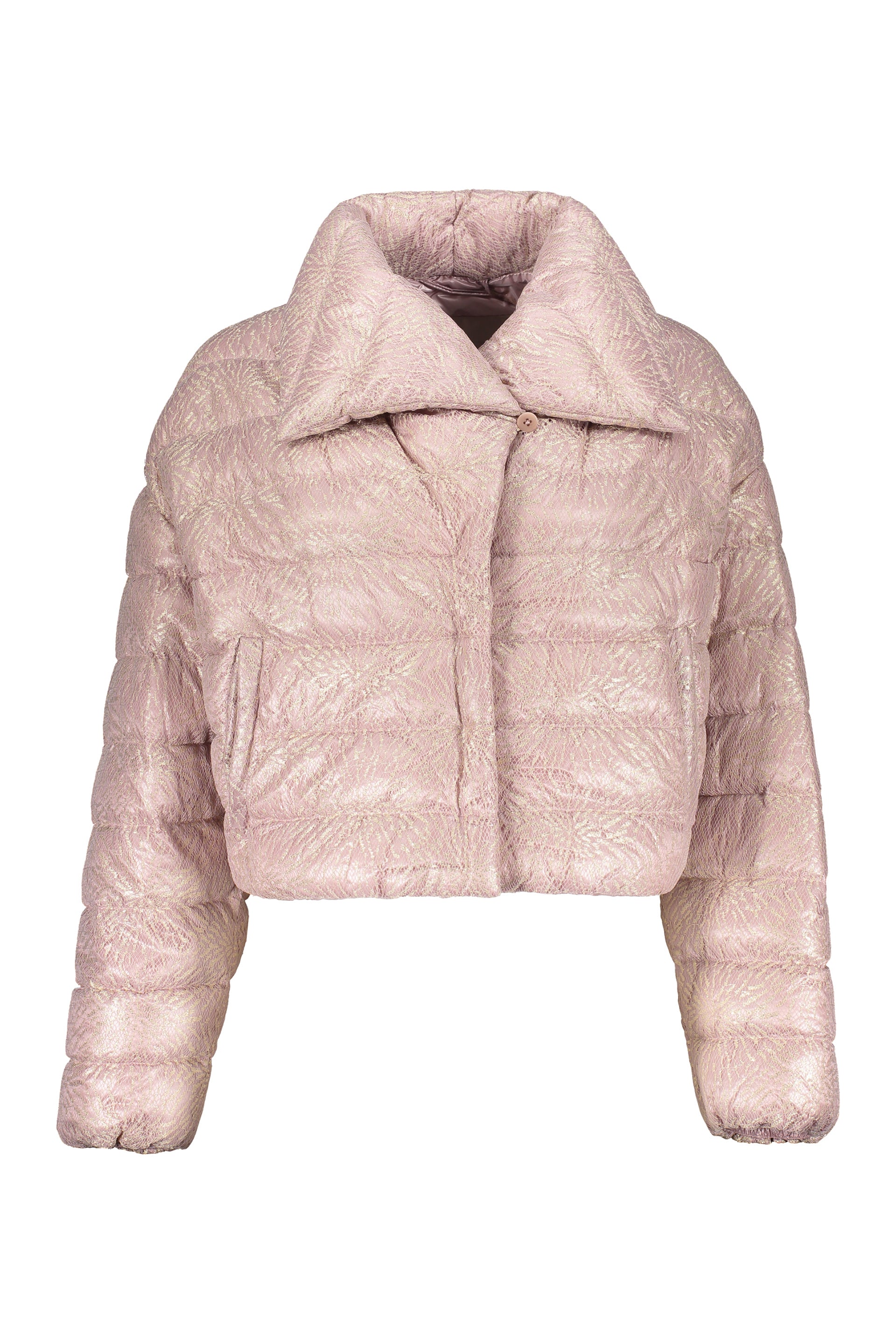 Cropped padded jacket pink