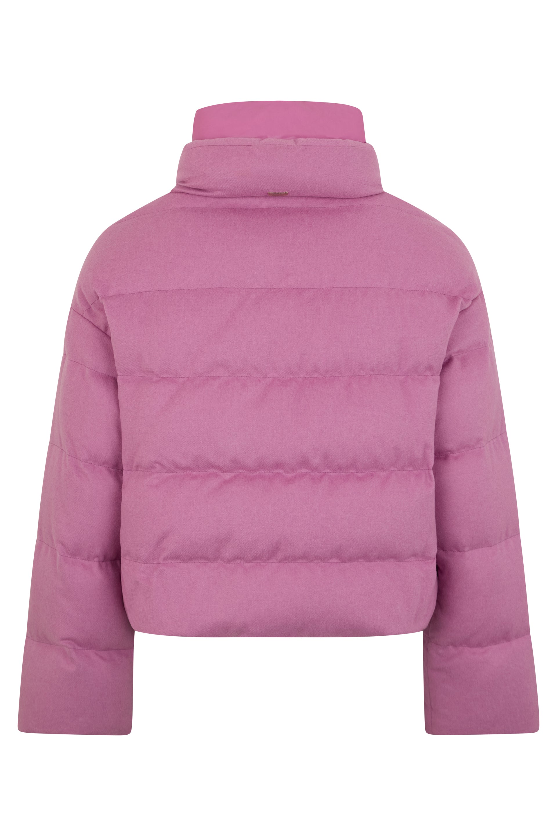 Pink padded jacket with elegant green lining