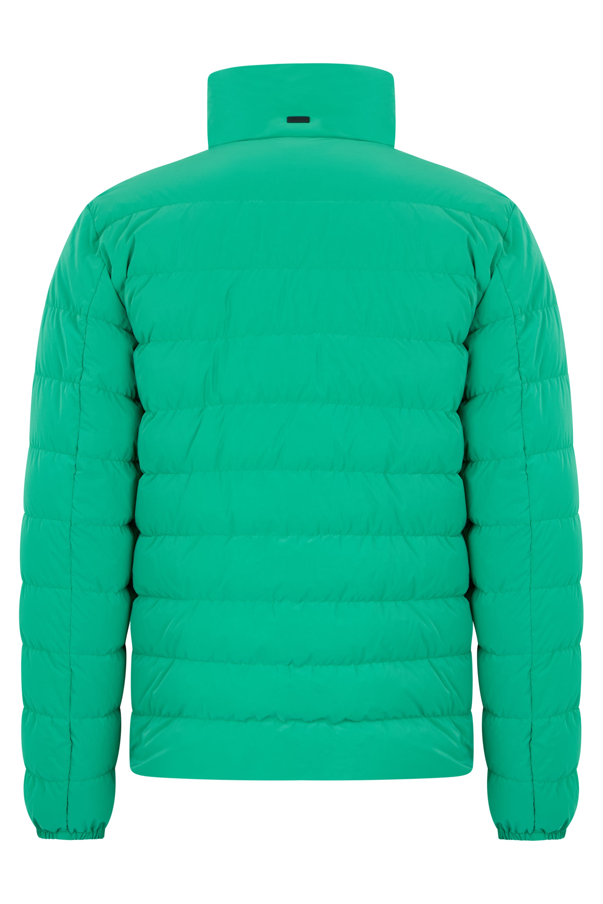Green puffer jacket with zipper, comfortable and durable