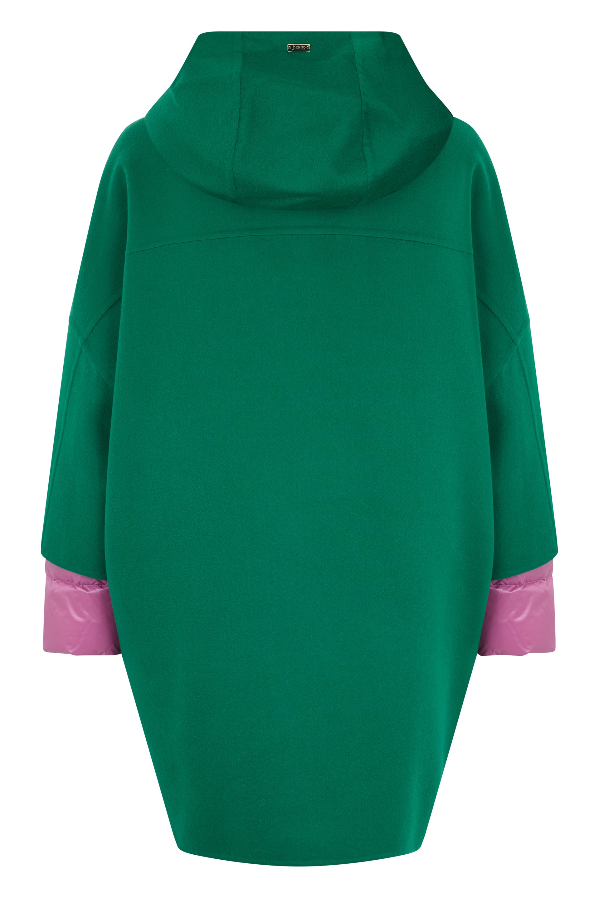 Long green coat with elegant pink details