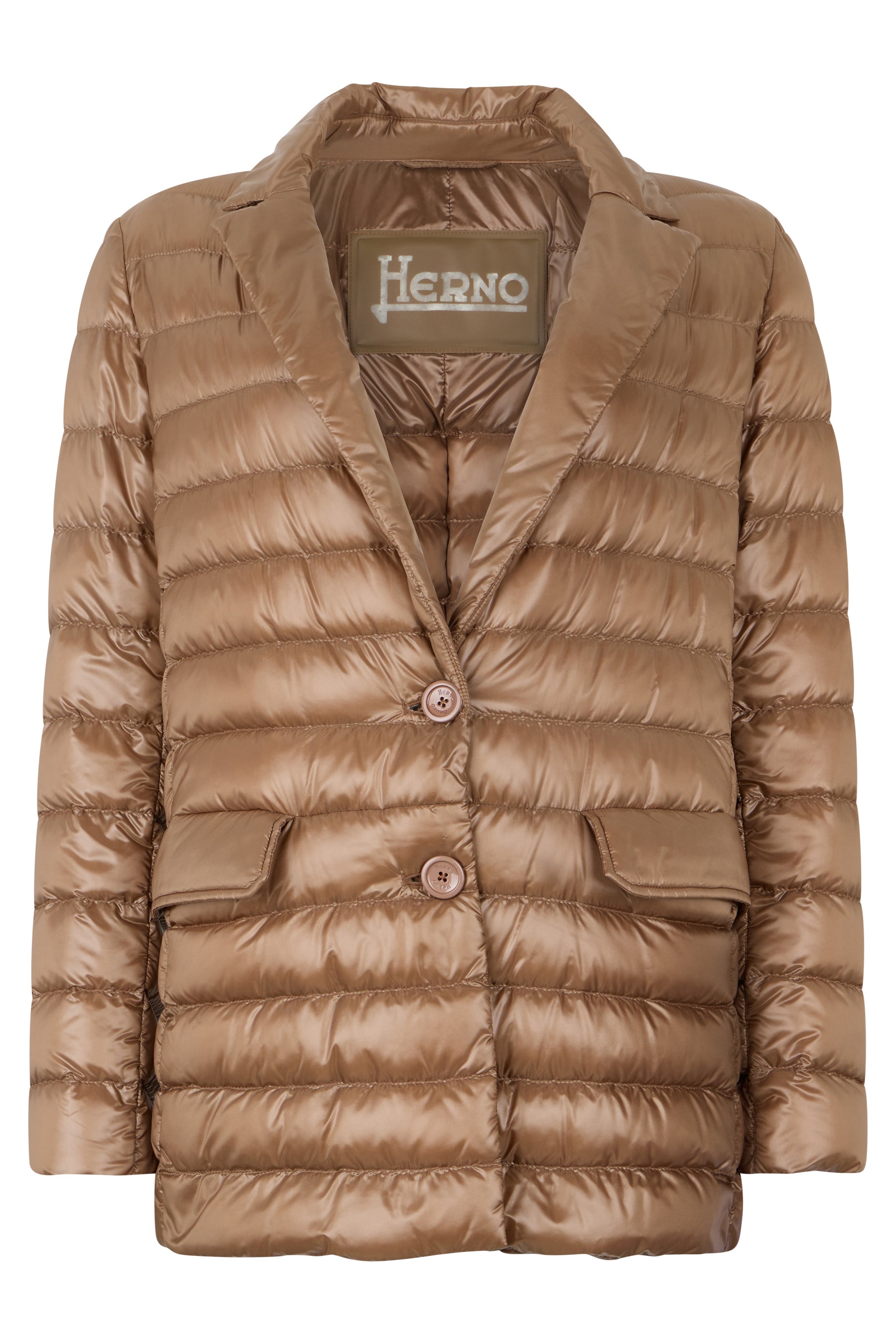 Padded jacket in brown color, minimalist and versatile design