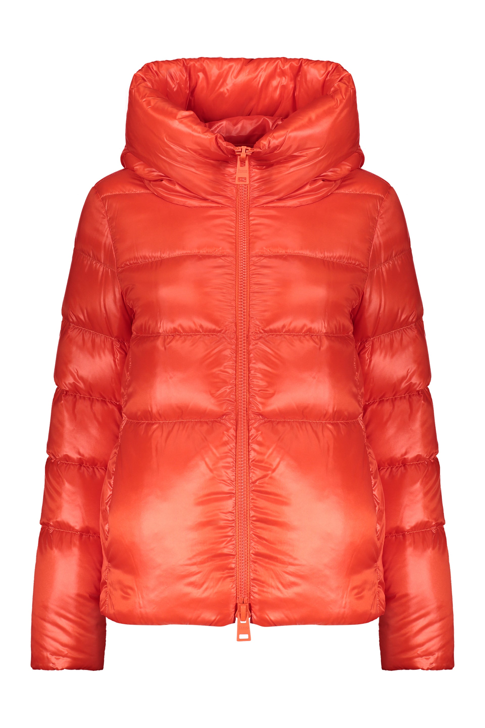 Hooded short down jacket