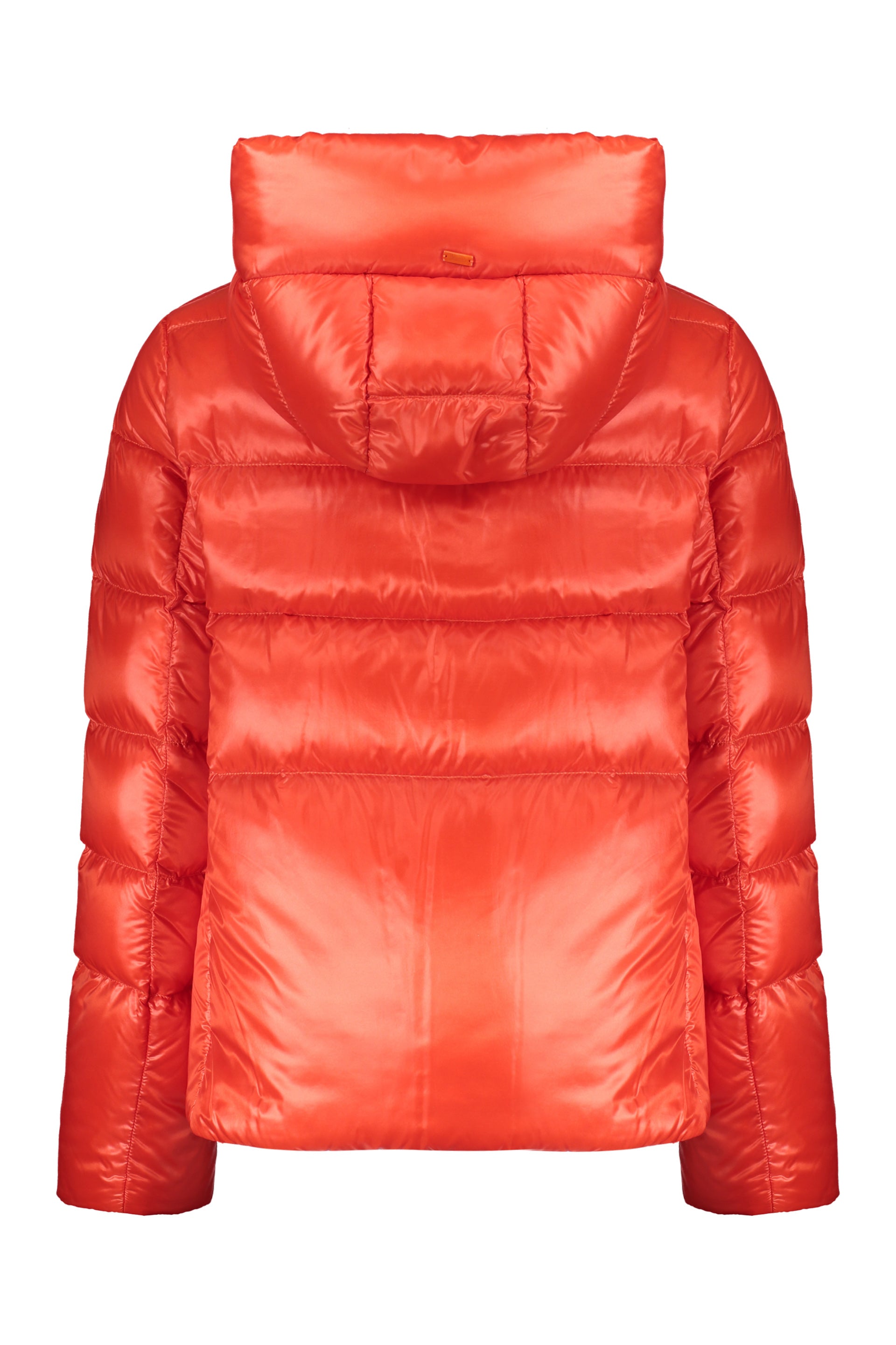 Hooded short down jacket