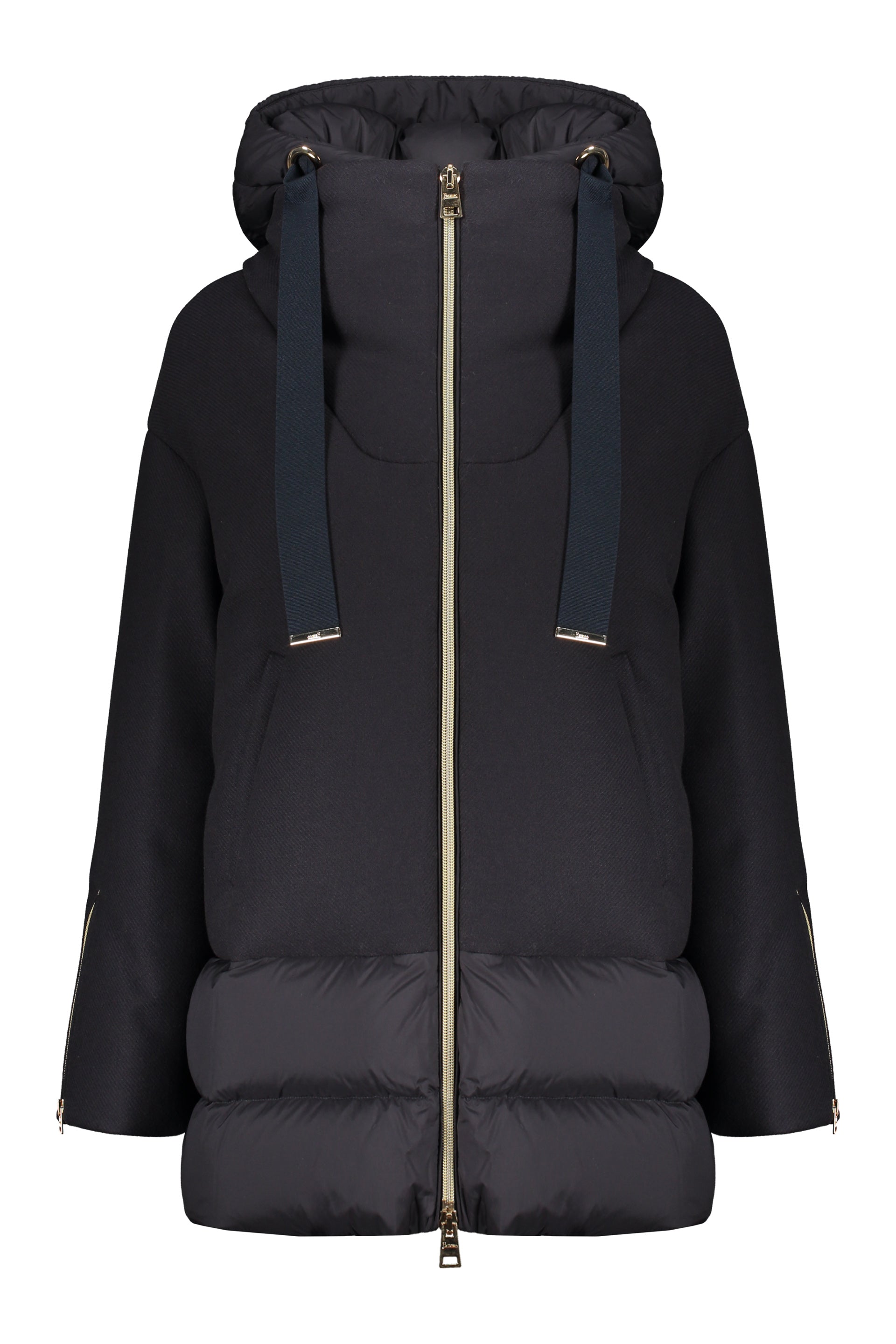 Hooded short down jacket