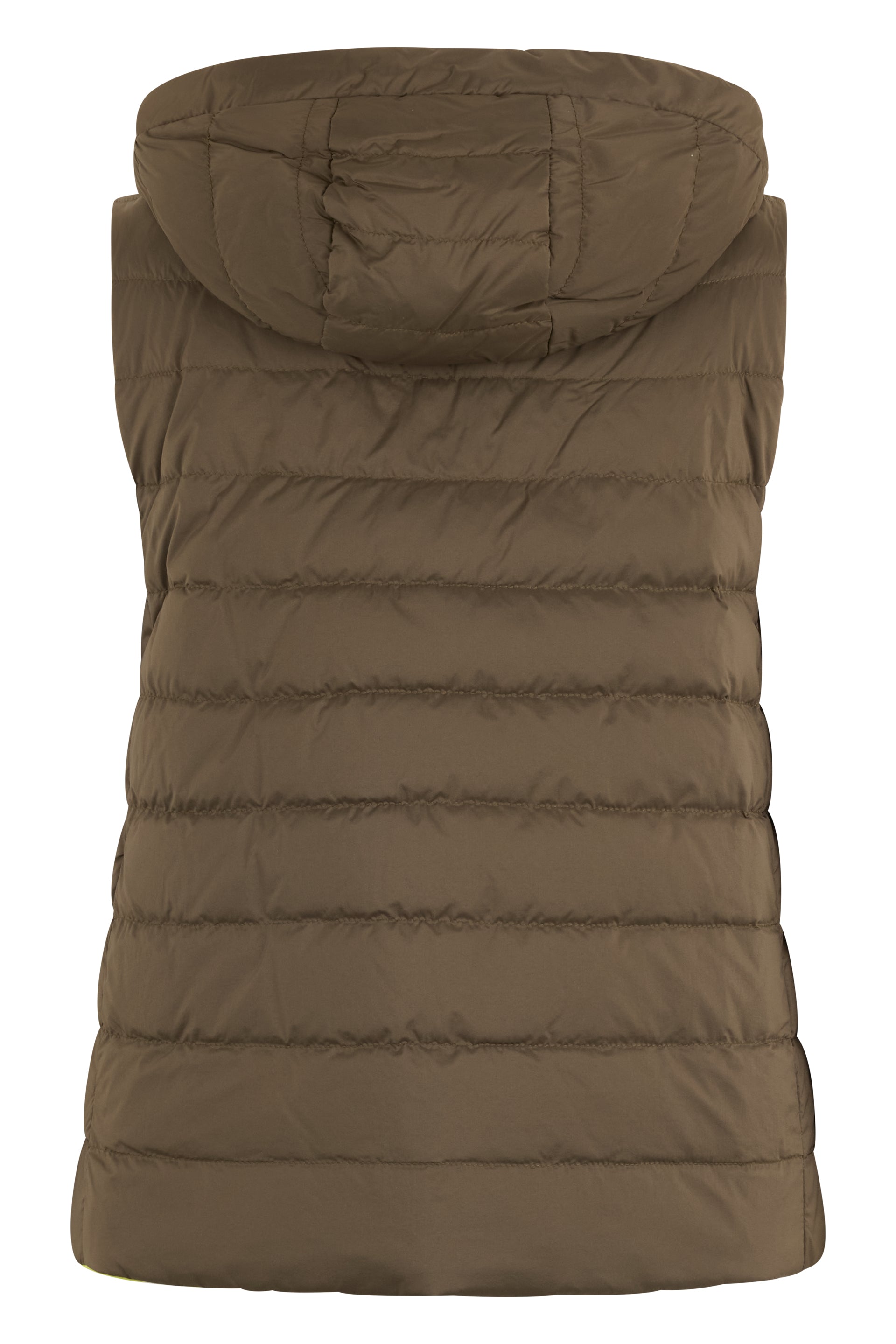 Padded vest in khaki green tones, comfortable and versatile