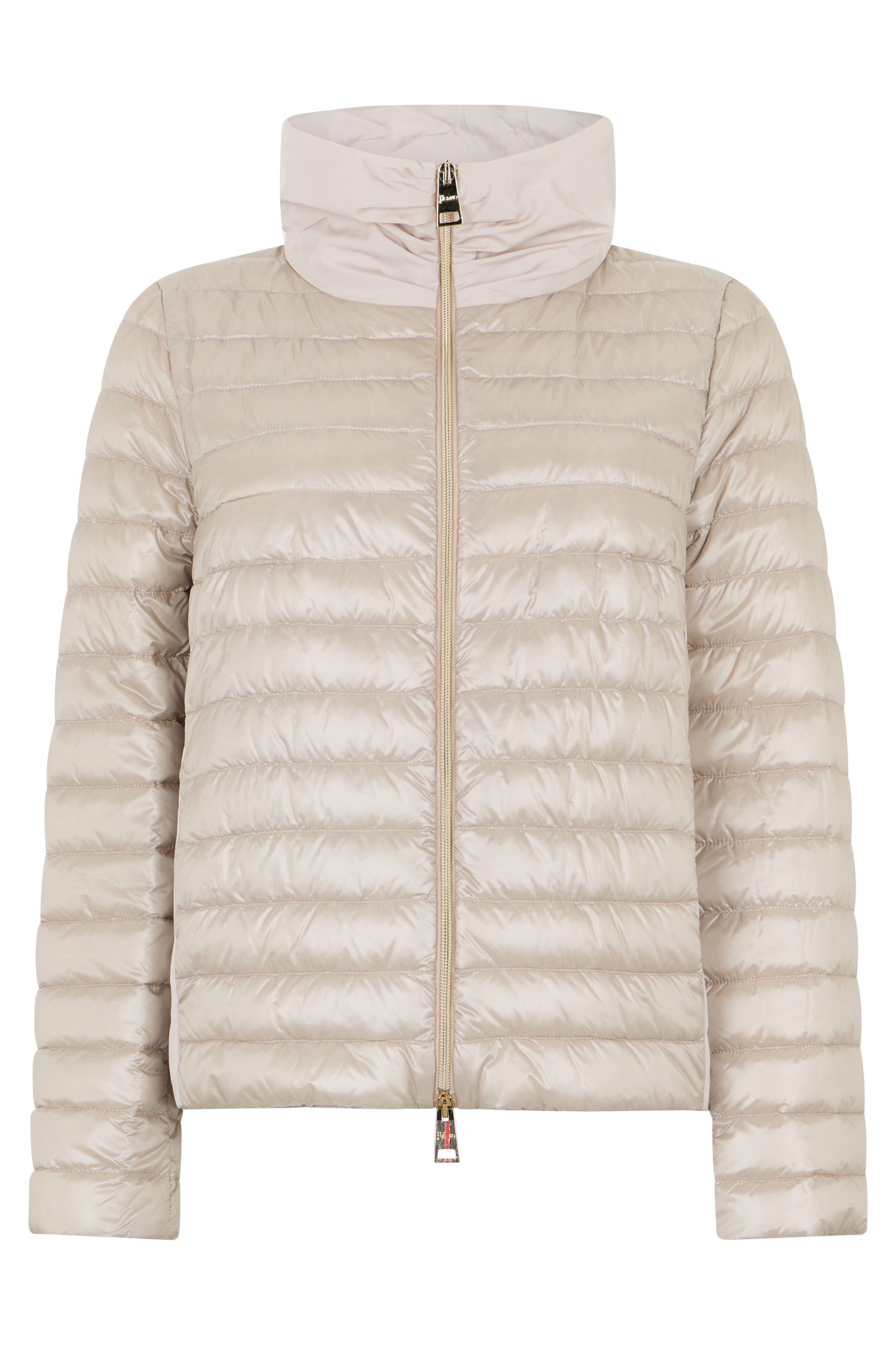 Sand-colored padded jacket elegant for any occasion