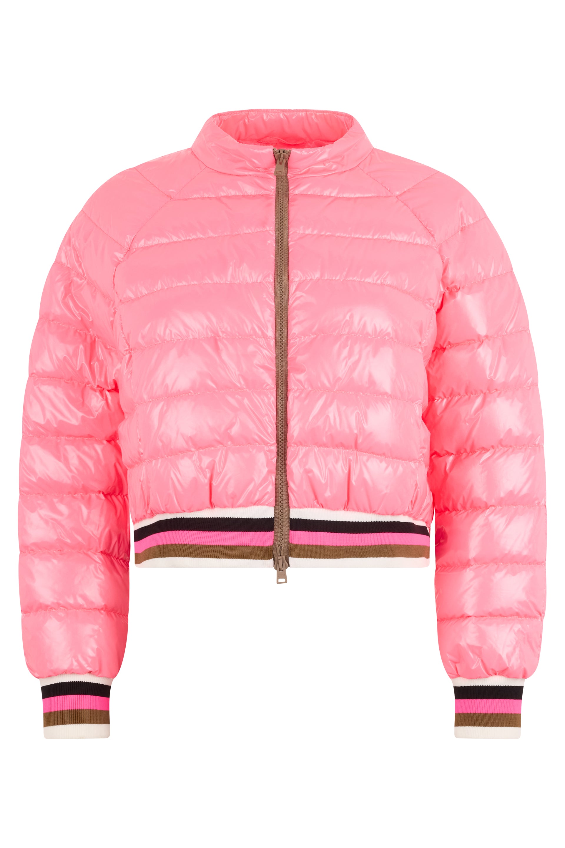 Pink quilted cropped jacket