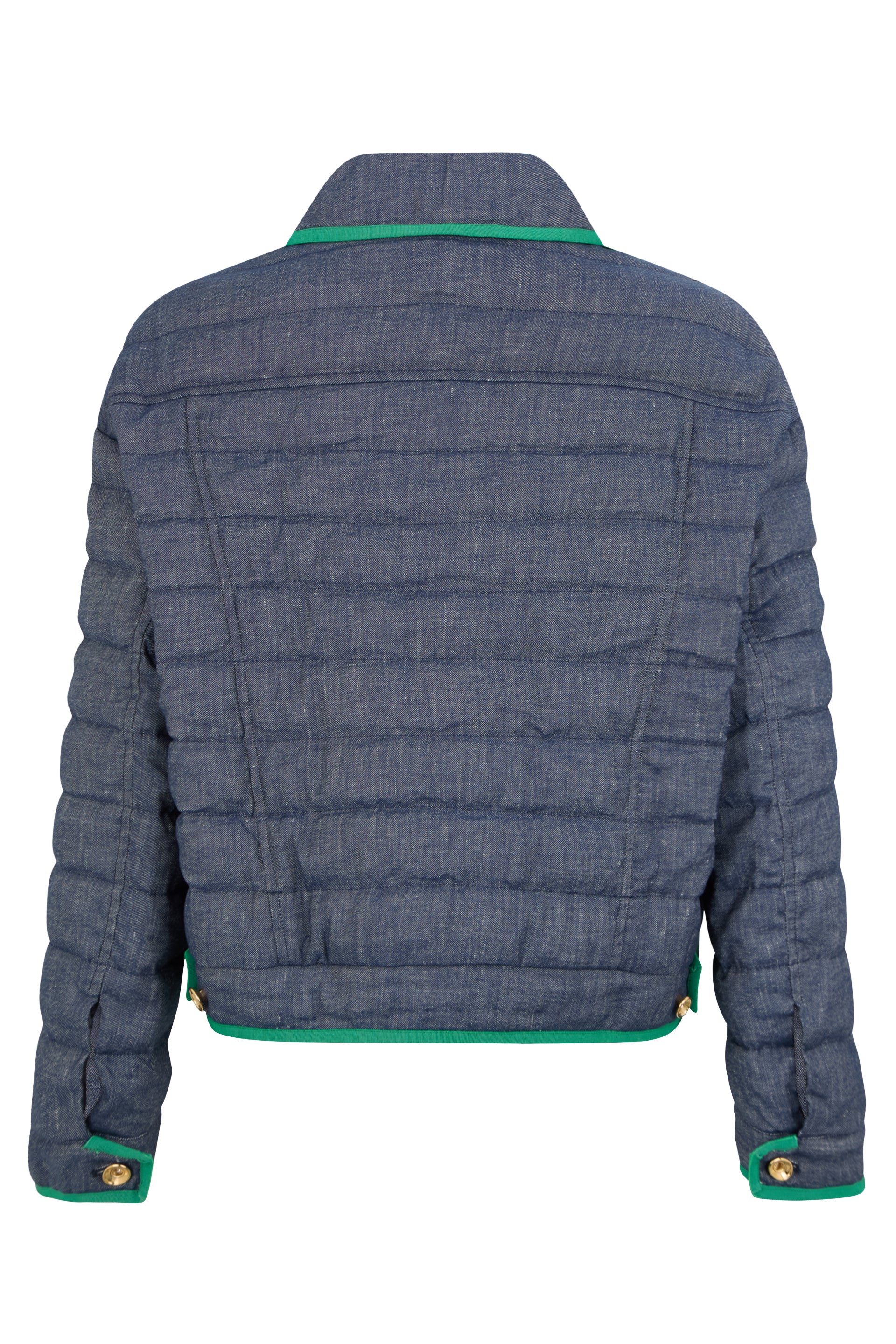 Modern blue padded jacket with practical pockets