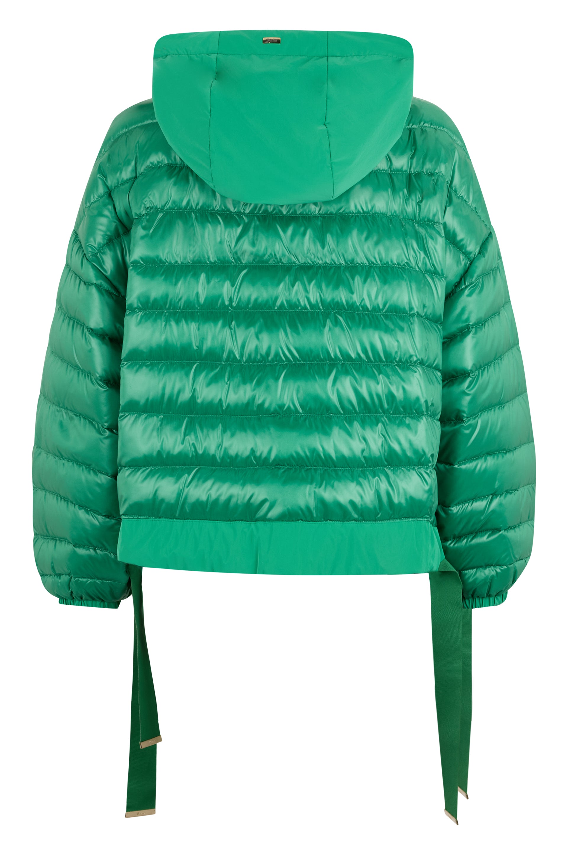 Bright green down jacket with hood