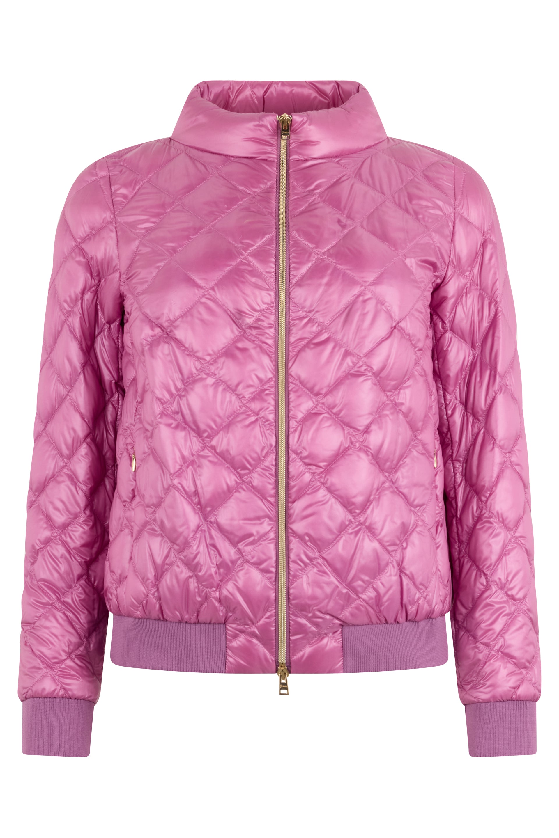 Pink padded jacket with diamond pattern