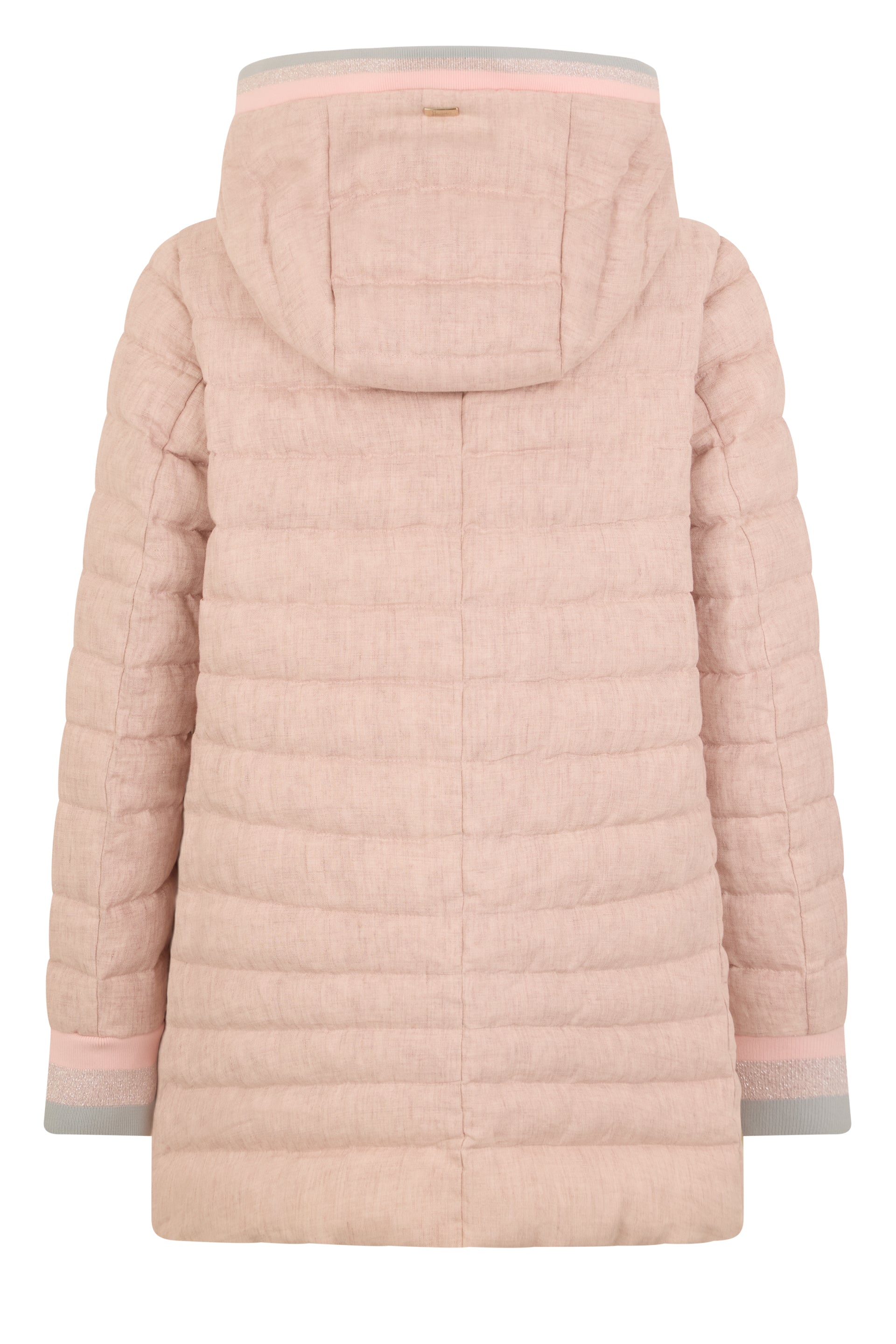 Light pink quilted jacket with hood