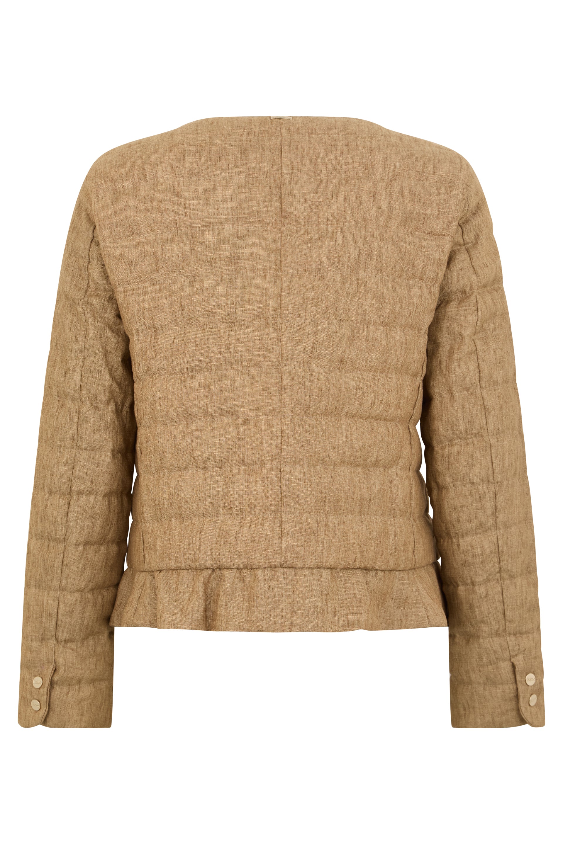 Elegant beige jacket with a ruffle at the waist