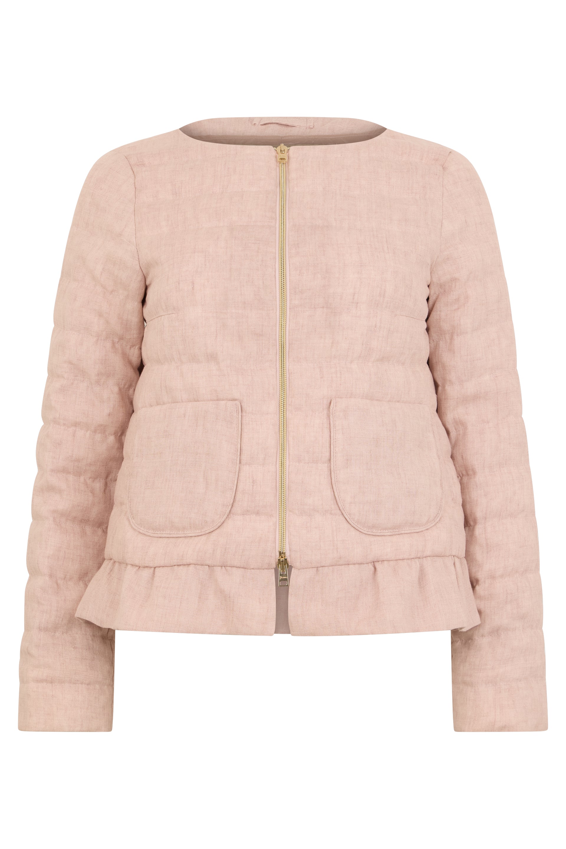 Elegant padded jacket with flounce at the waist