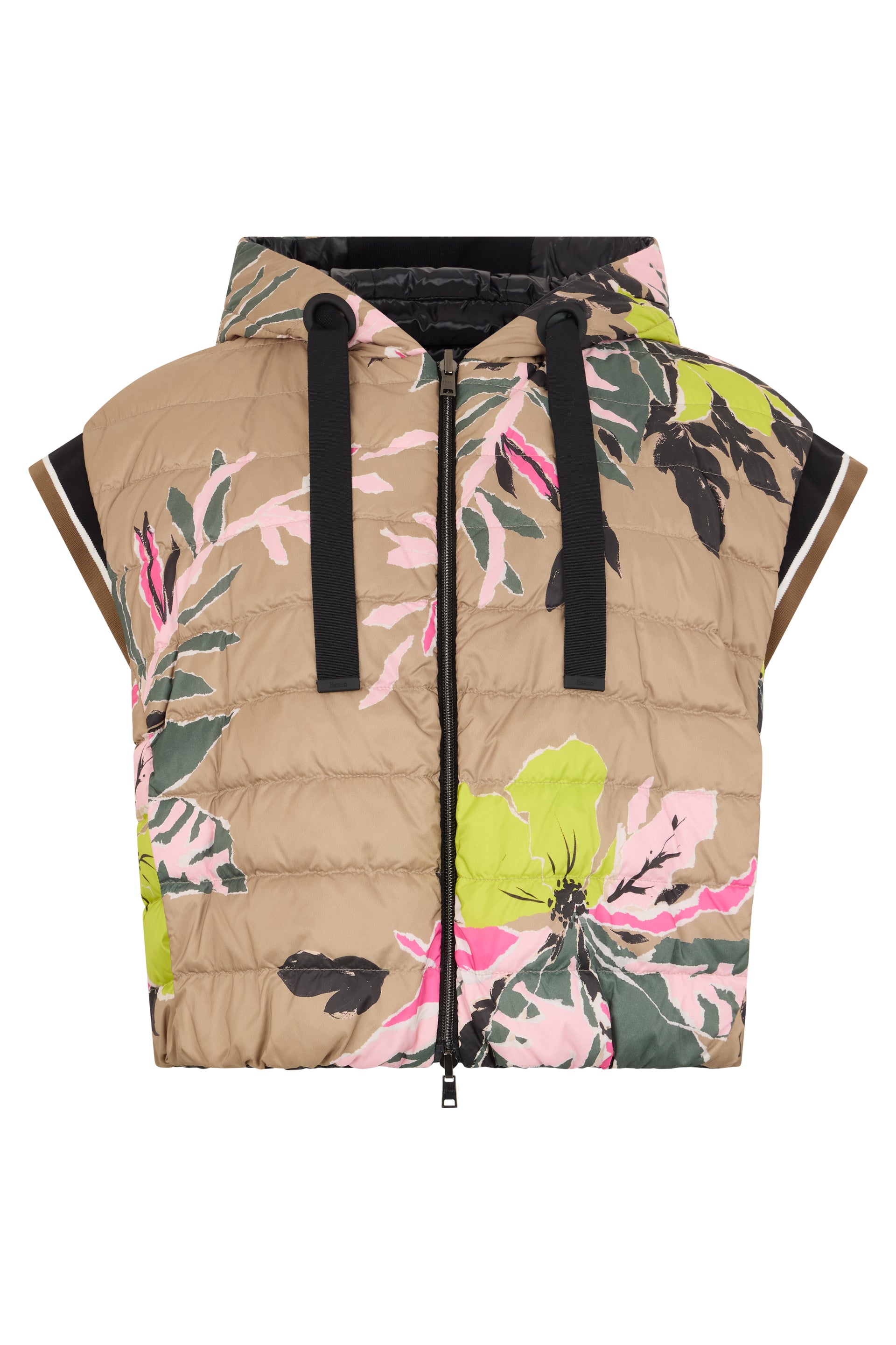 Sleeveless jacket with floral pattern