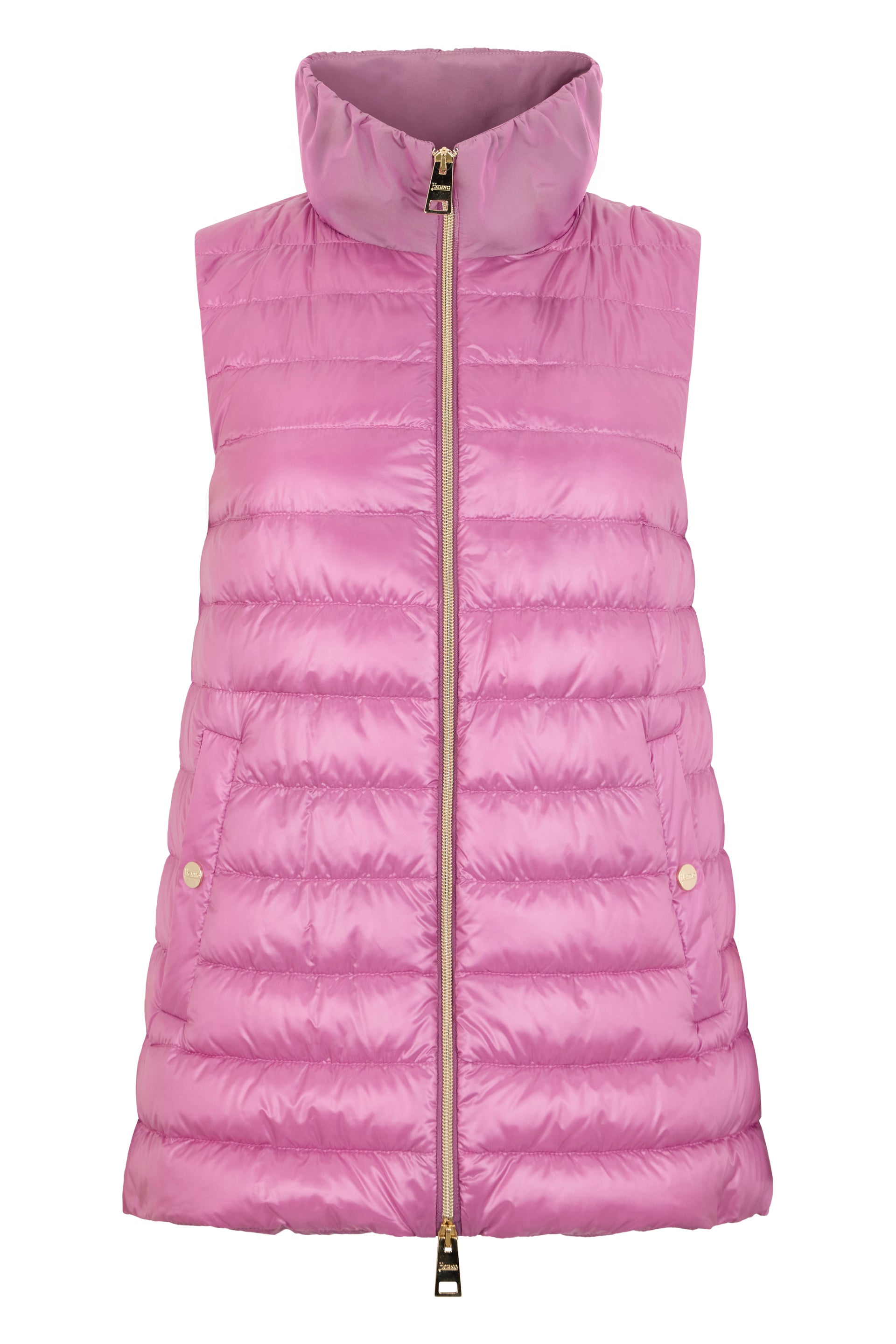 Light pink quilted vest with zipper