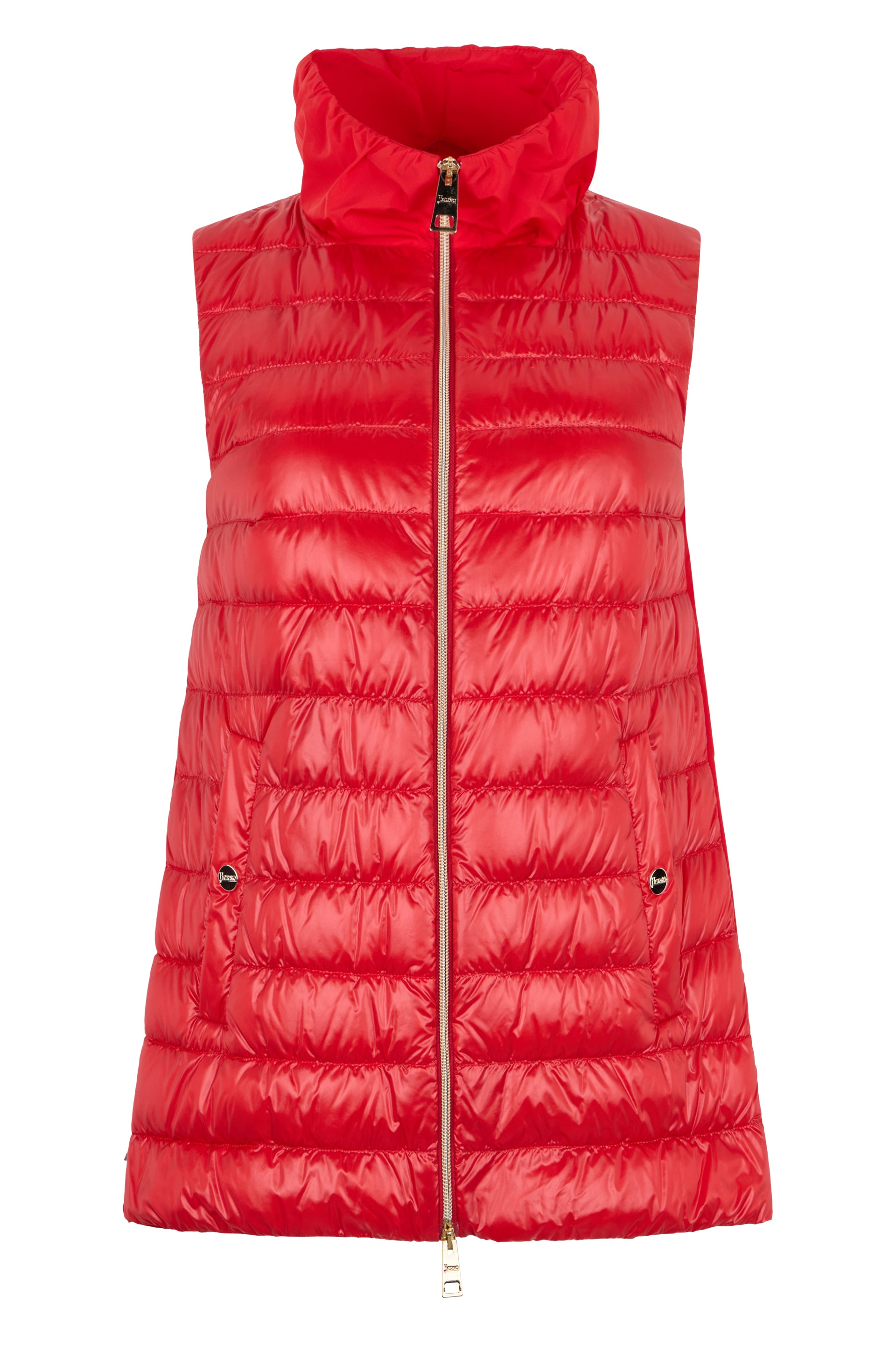 Red sleeveless padded jacket
