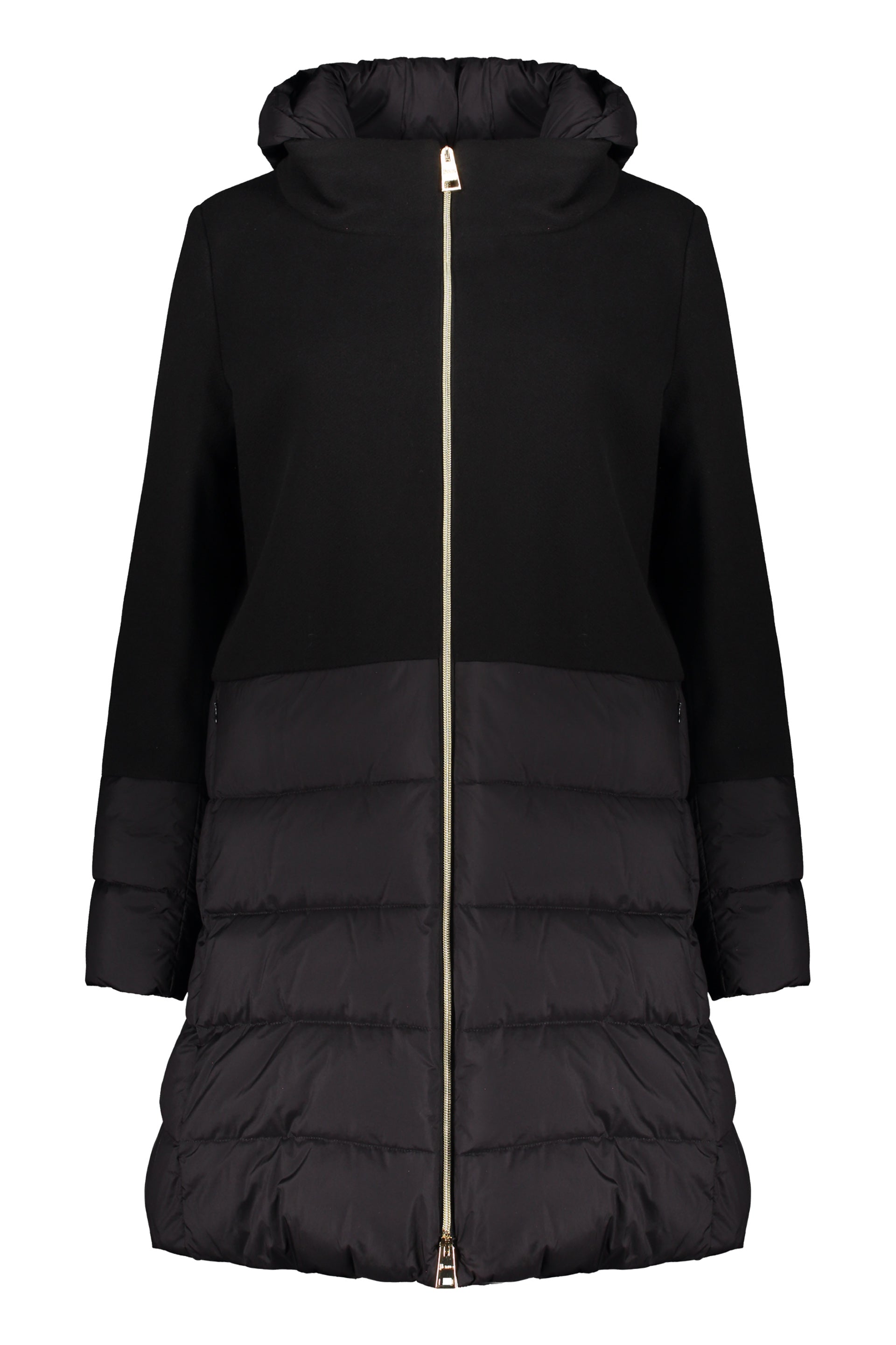 Elegant padded coat with zip and warm hood
