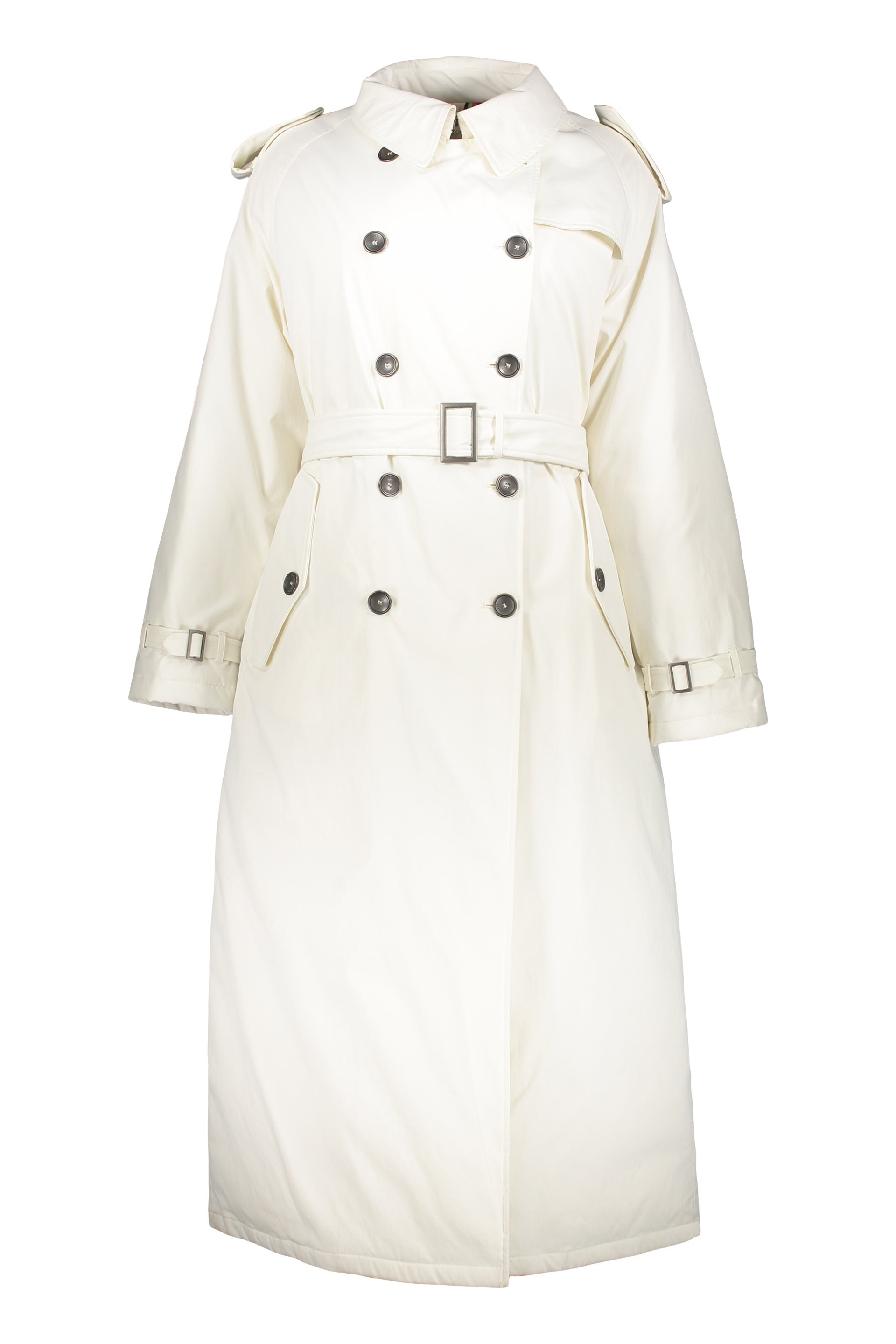 Elegant light padded trench coat with metal buttons