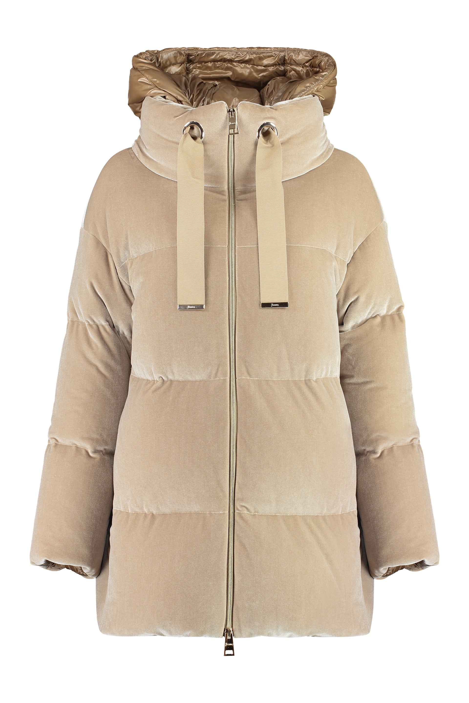 Hooded full-zip down jacket