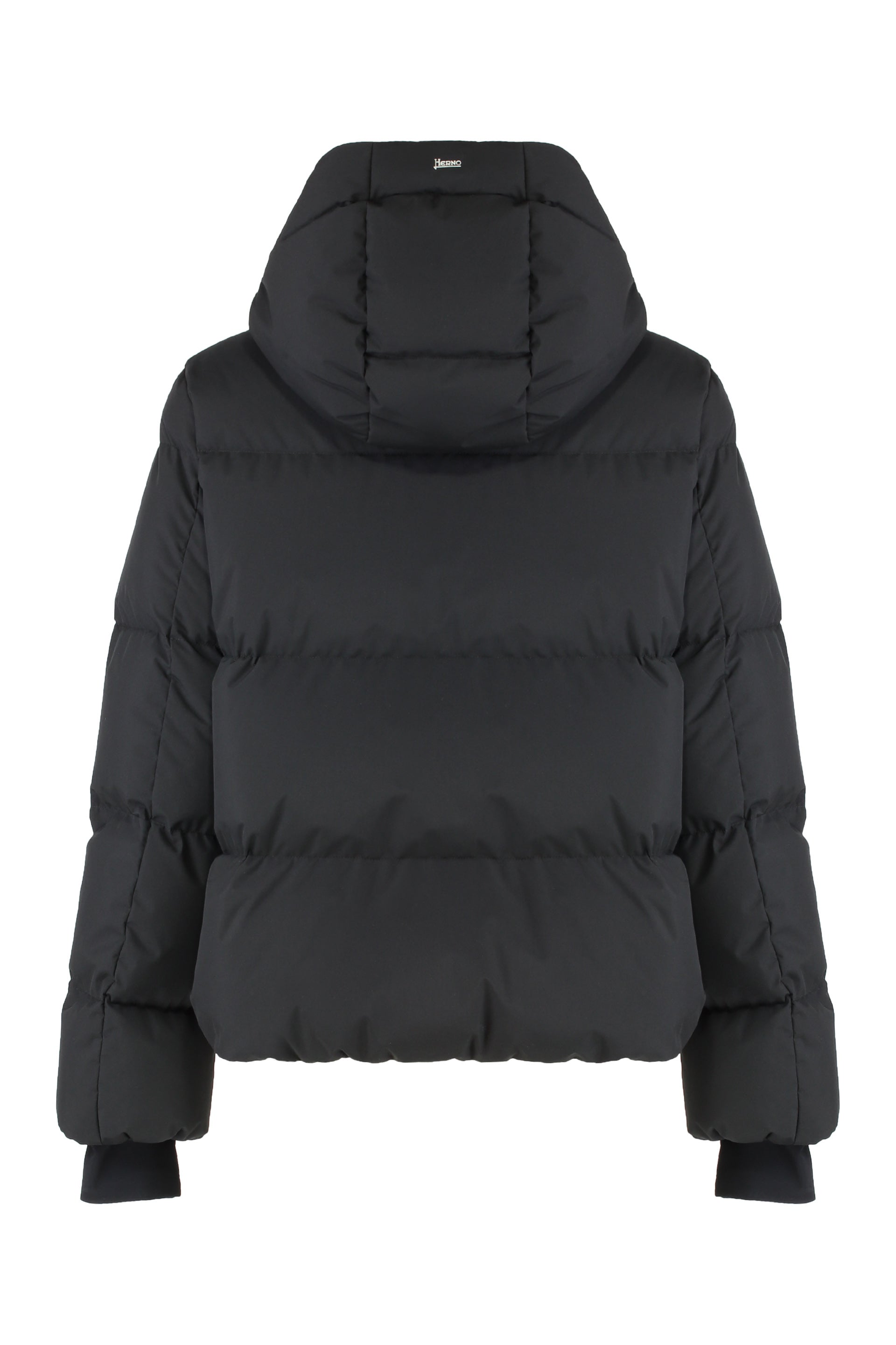 Hooded short down jacket