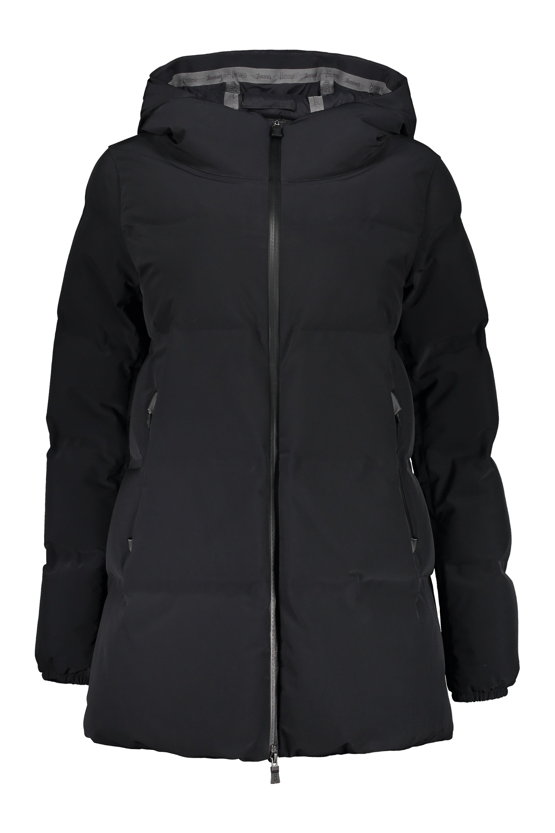 Black padded jacket with hood