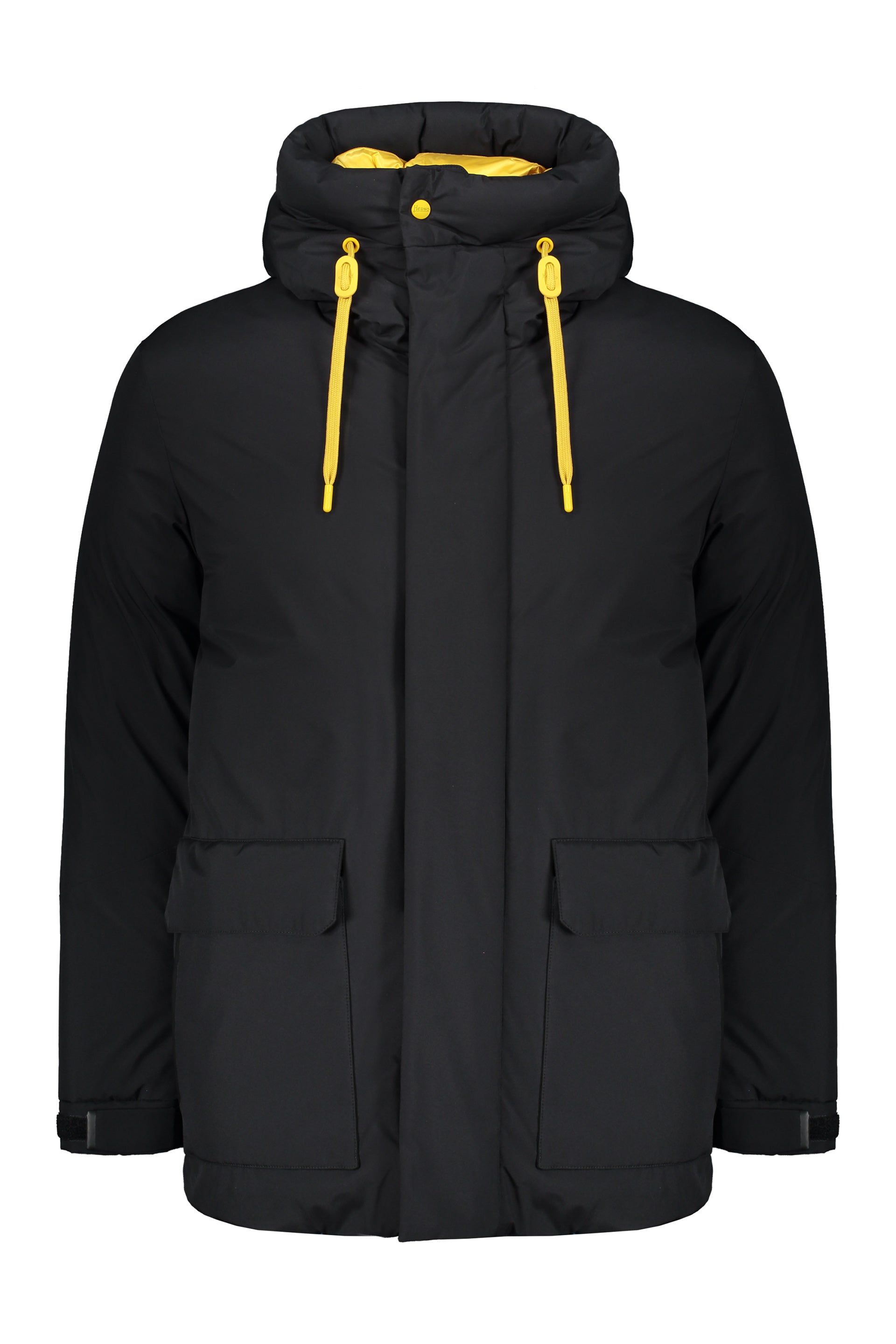 Laminar hooded down jacket