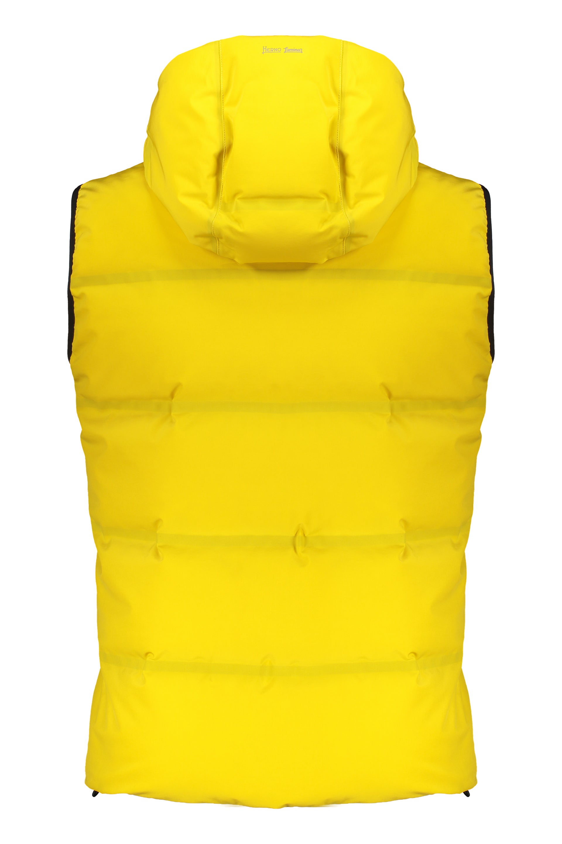 Yellow padded vest with hood