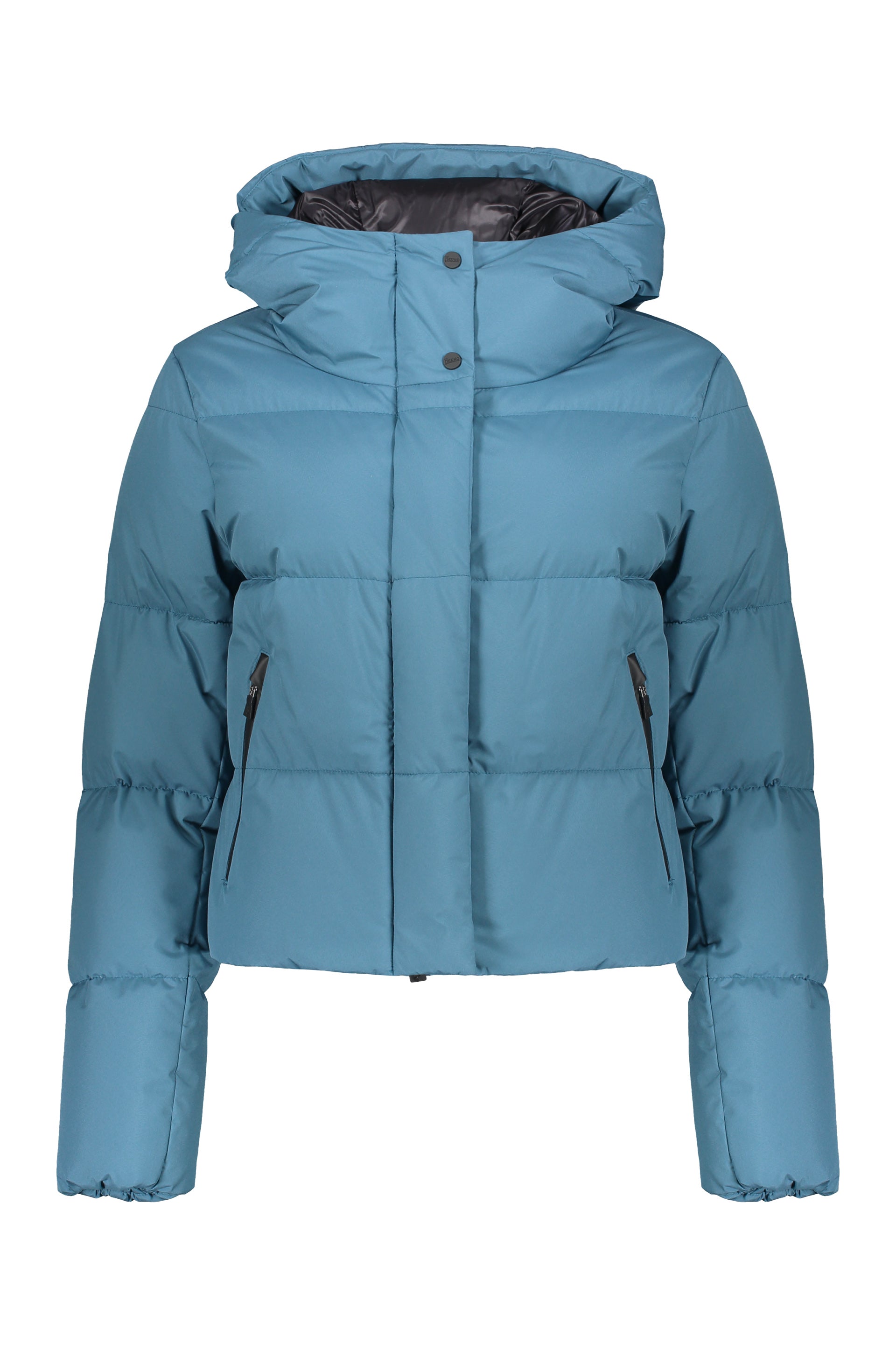 Hooded short down jacket