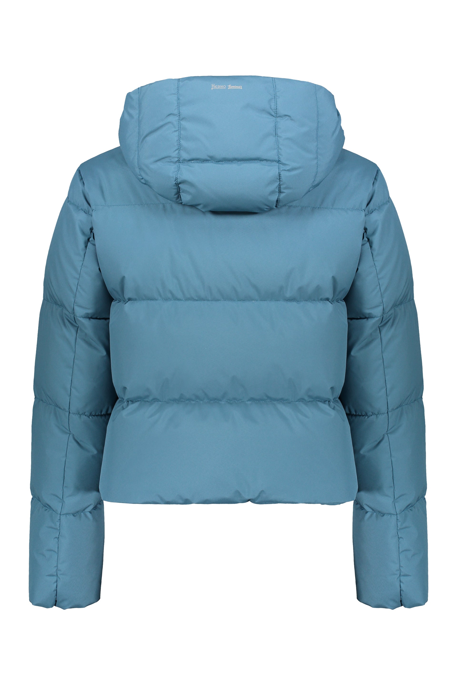 Hooded short down jacket