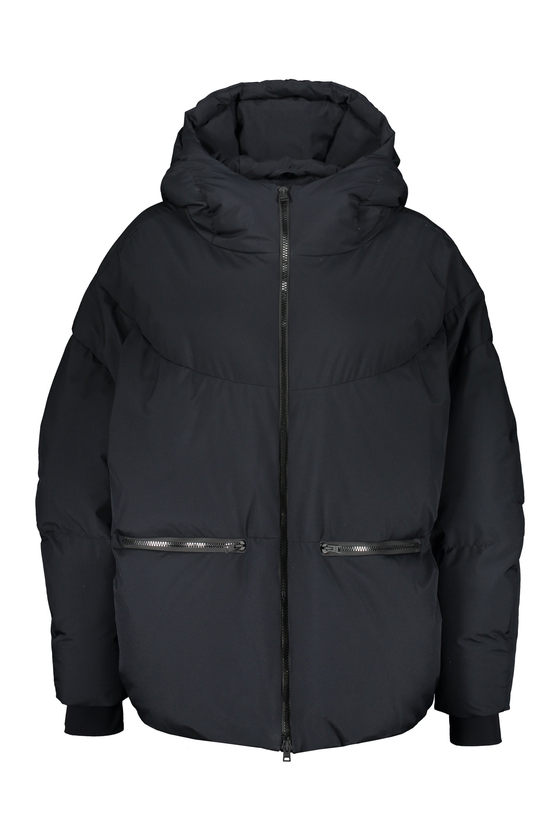 Down jacket with zipper and hood