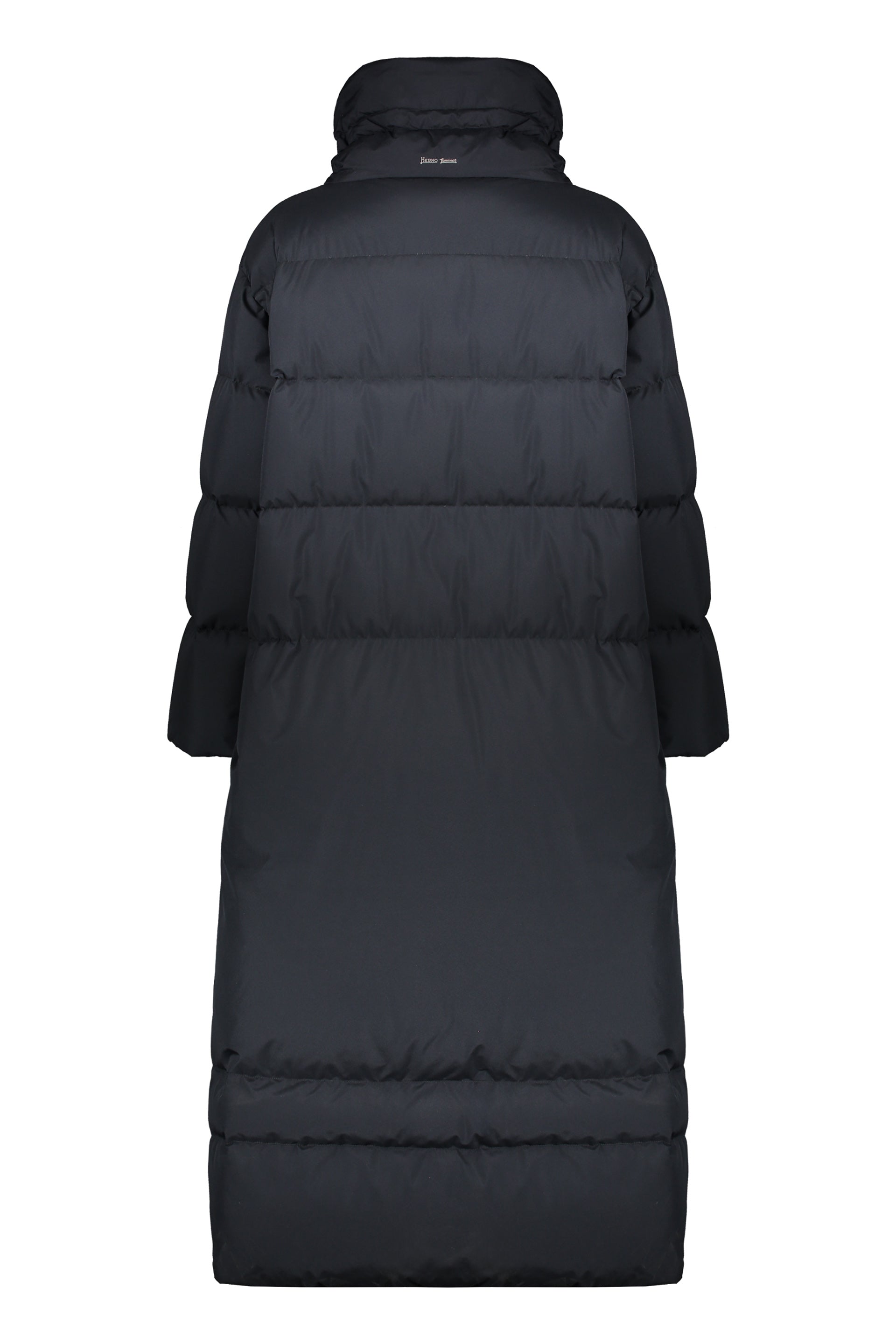 Black long down jacket with hood