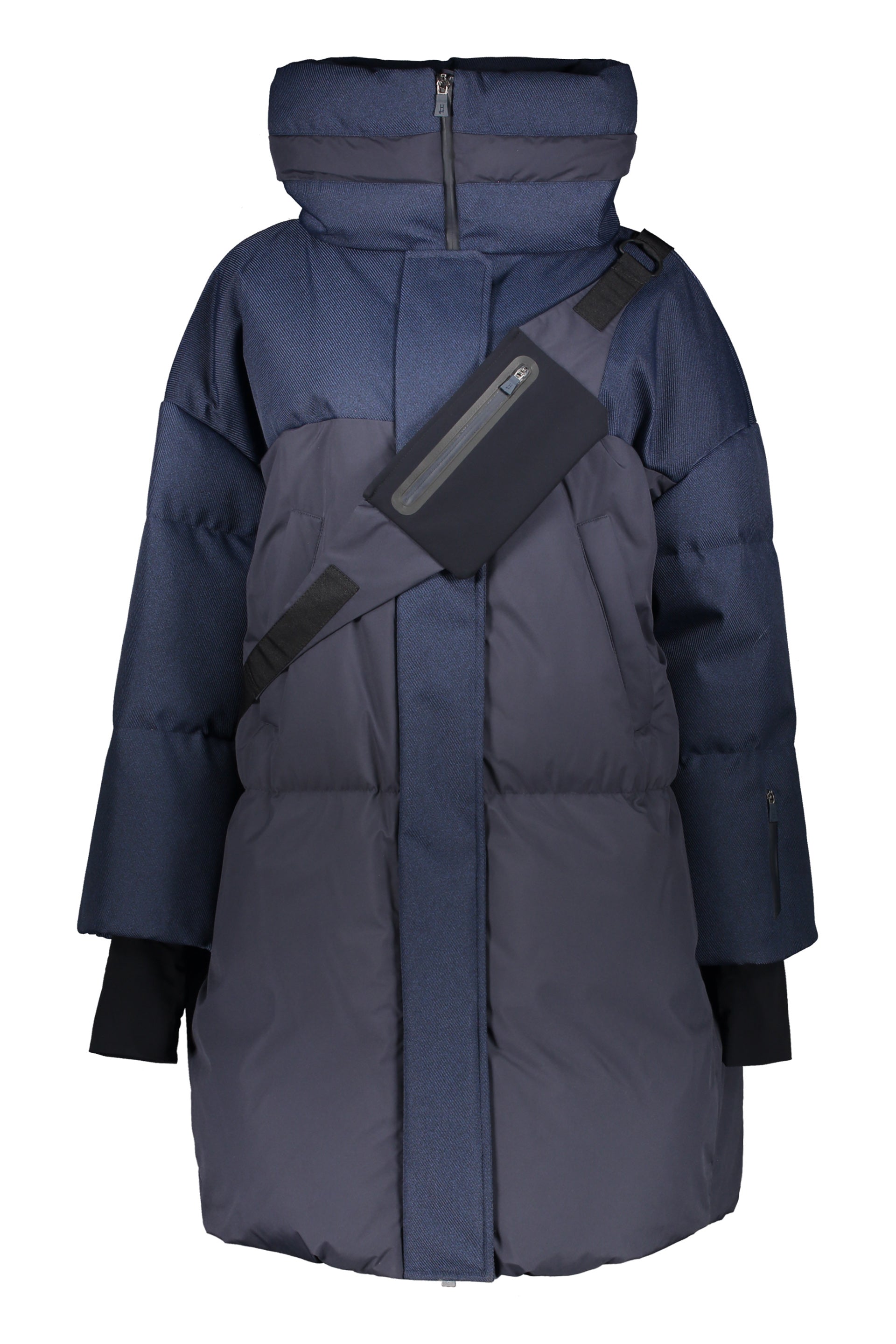 Blue winter jacket with waterproof hood