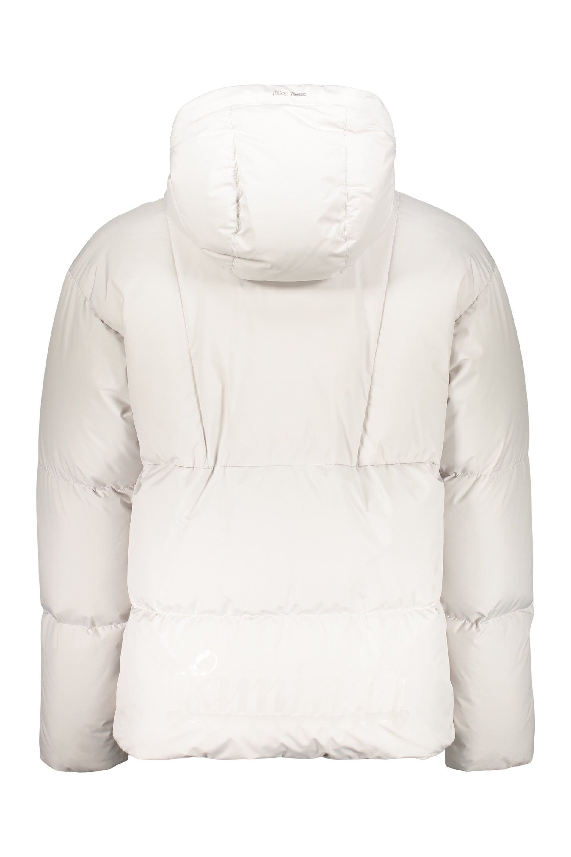 White padded jacket with trendy hood