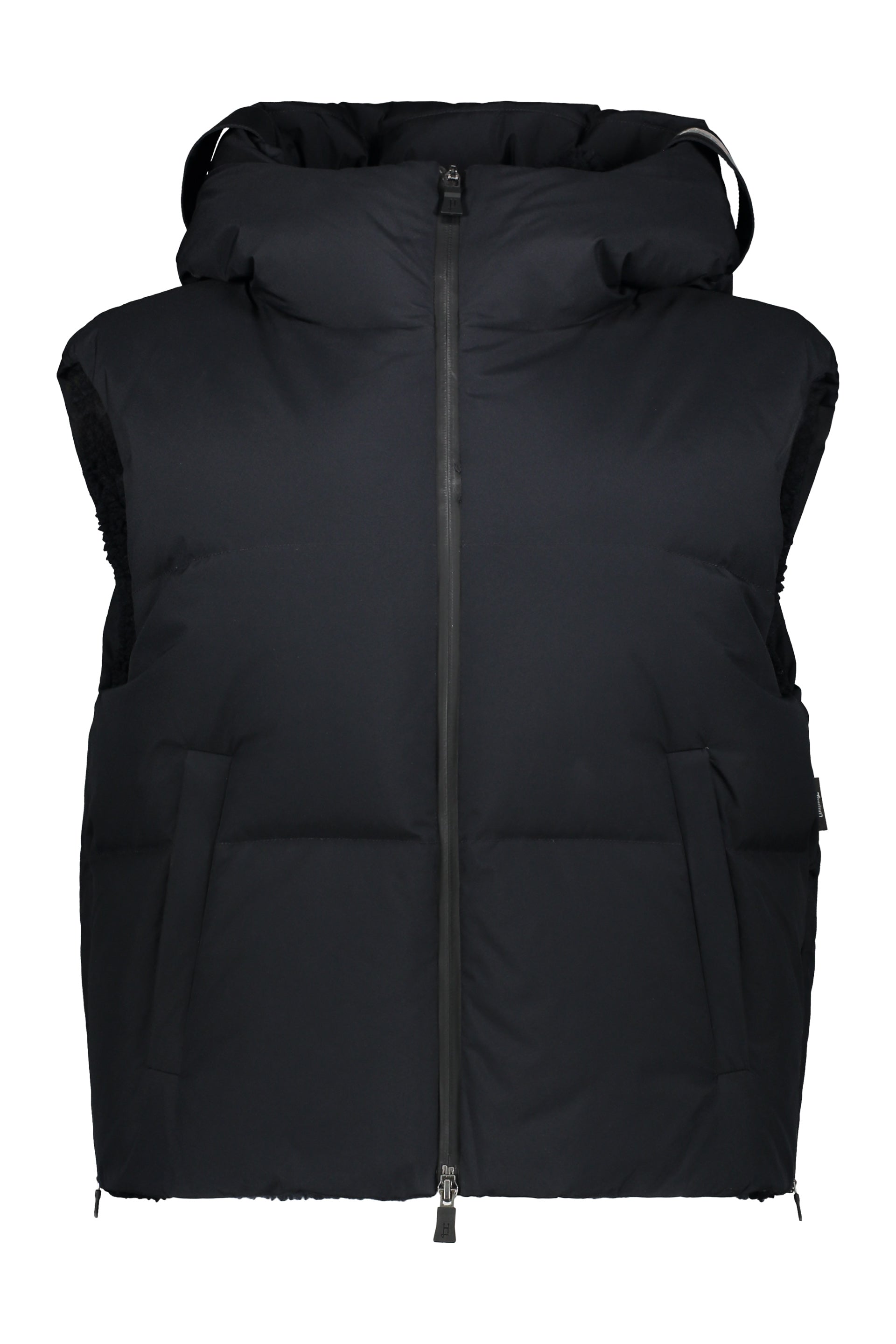 Elegant black sleeveless hoodie