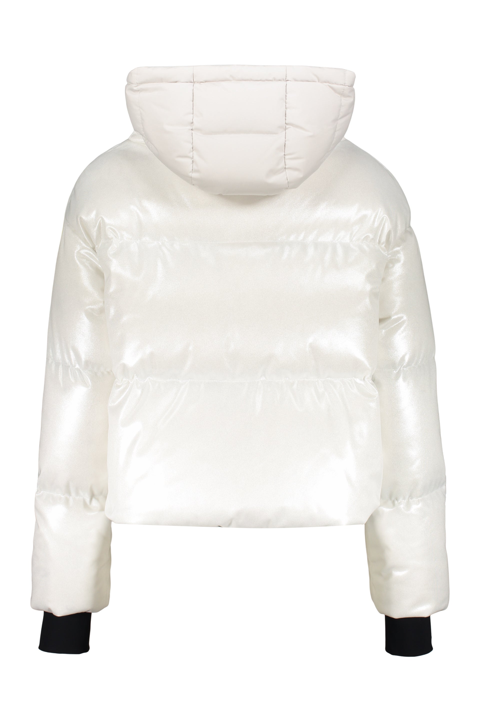 Down jacket with zip closure and adjustable hood