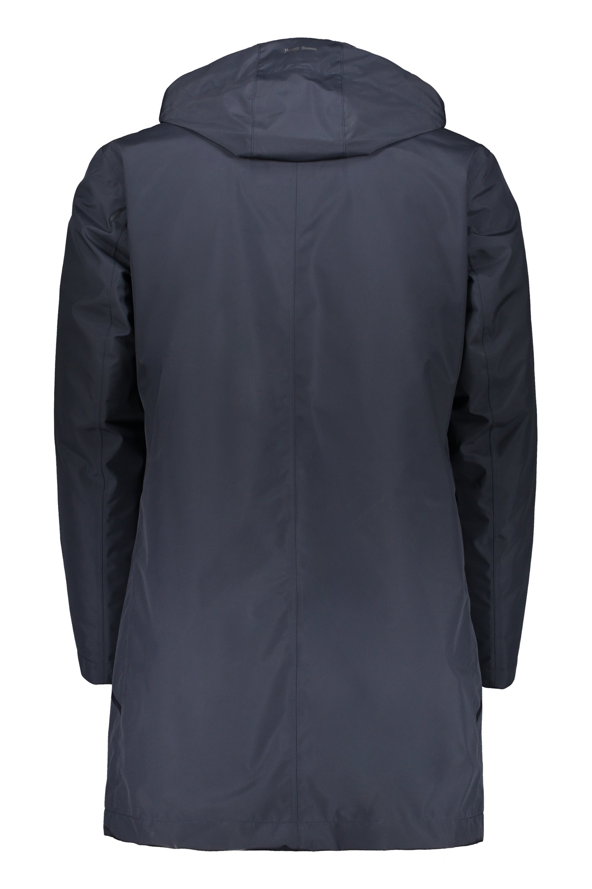 Blue waterproof jacket with hood