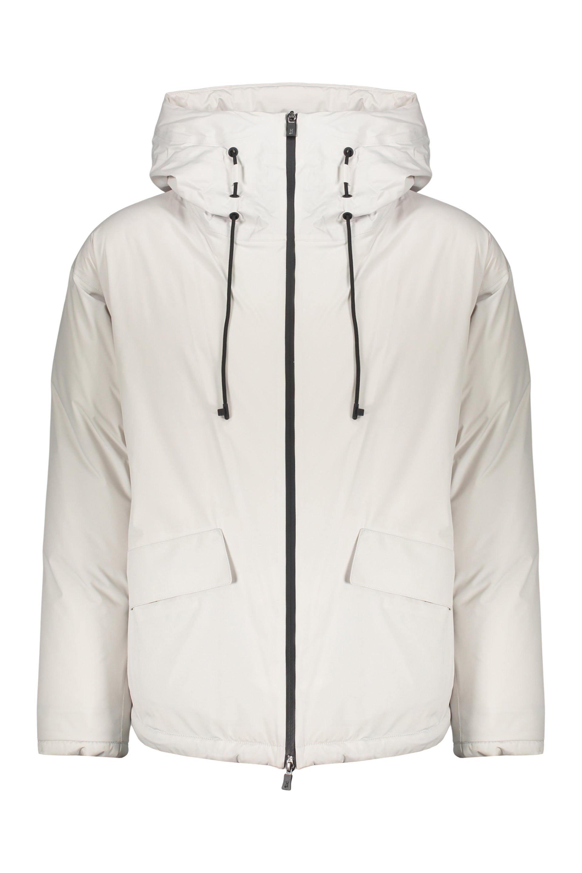White winter jacket with adjustable hood