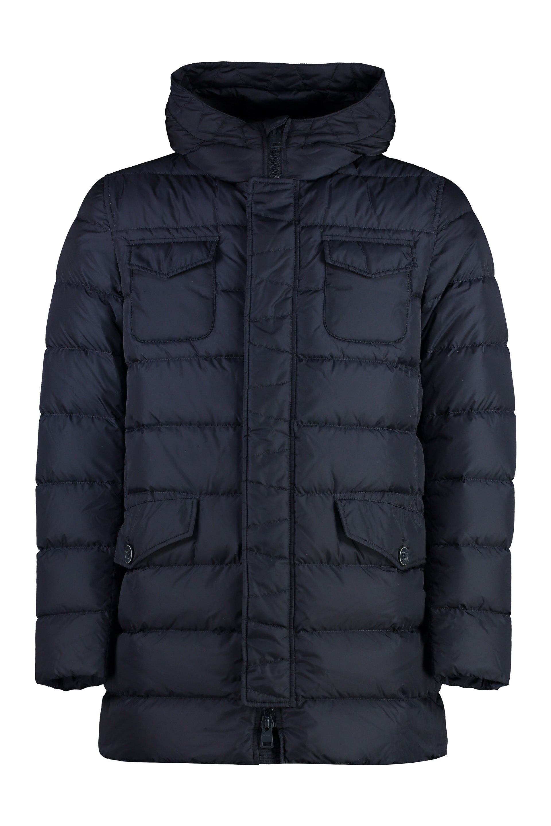 Hooded nylon down jacket