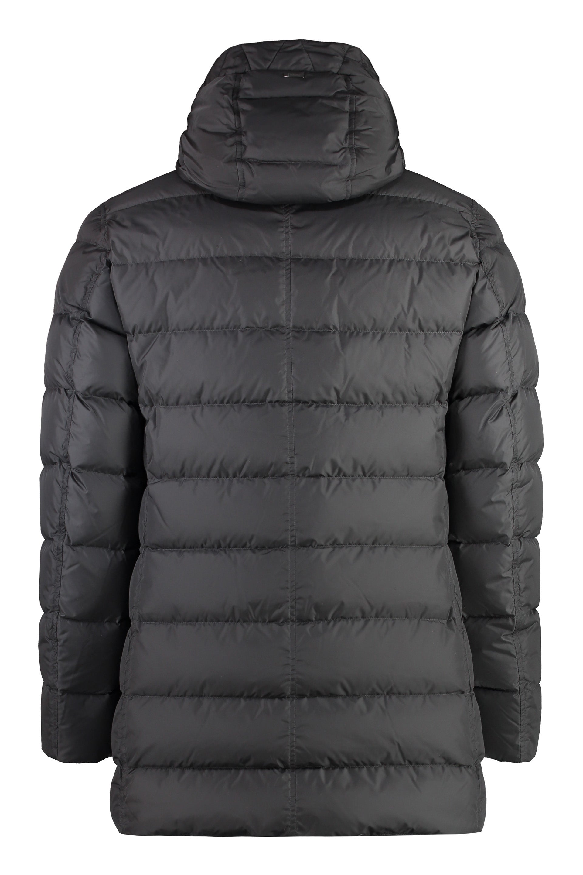 Hooded nylon down jacket