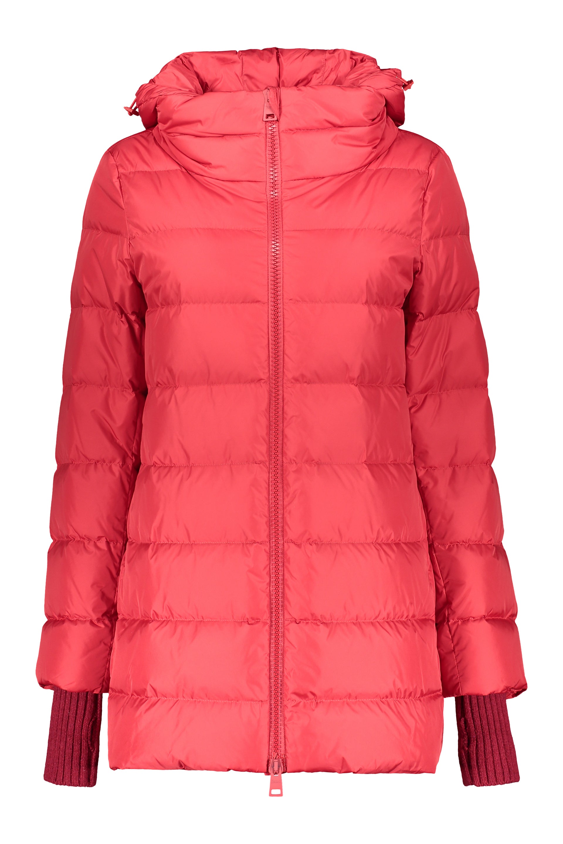 Hooded full-zip down jacket