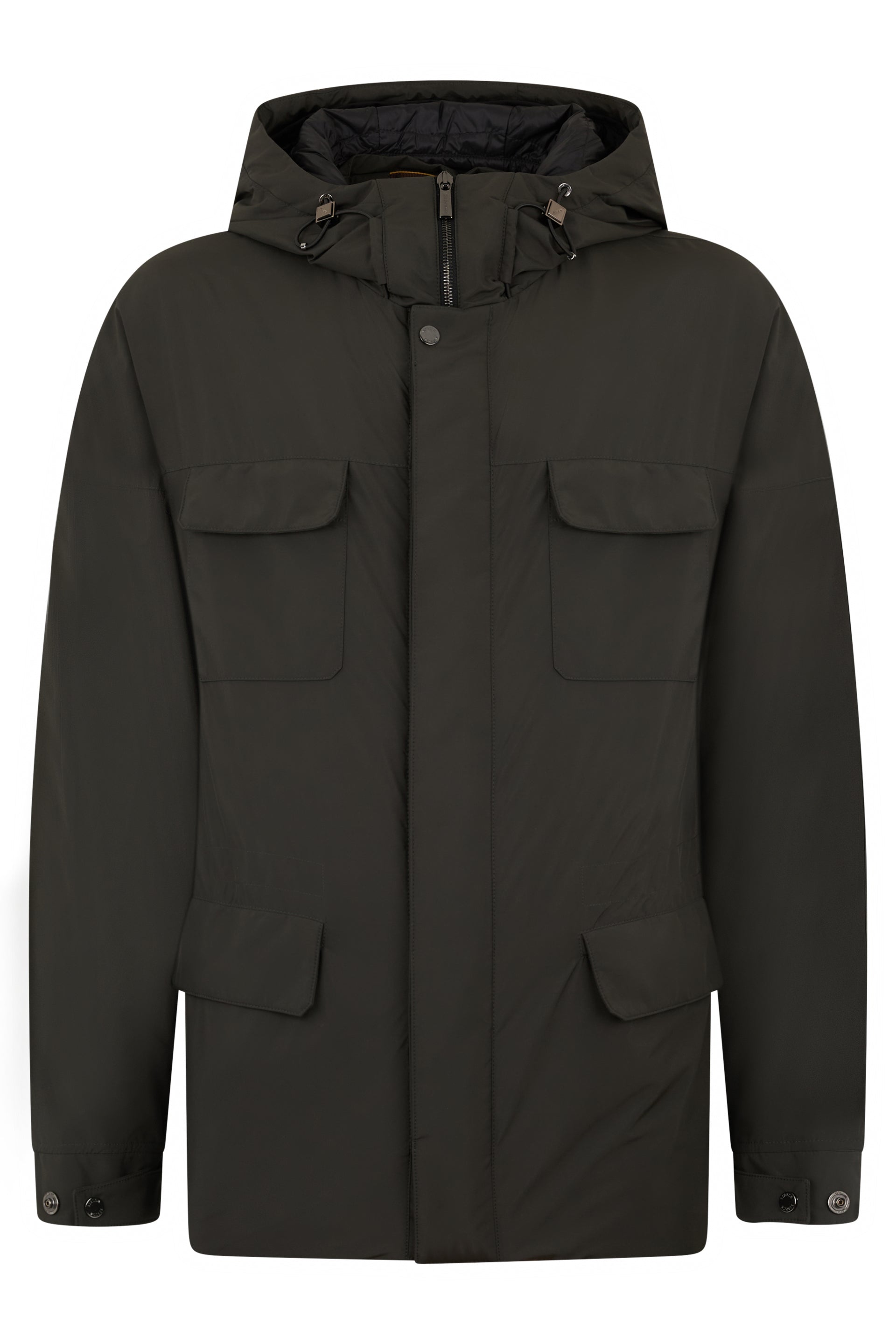 Elegant jacket with hood and practical pockets
