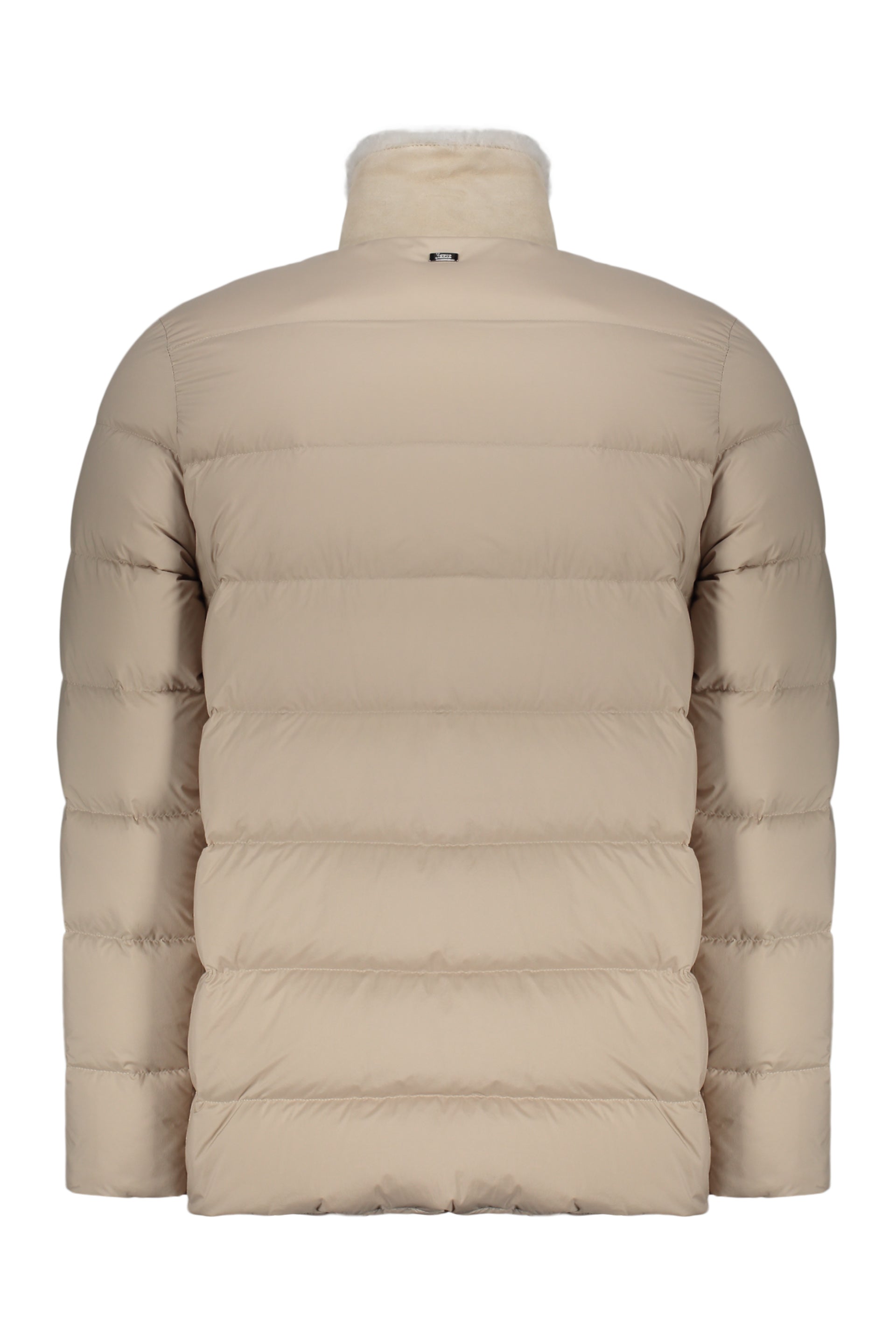 Down jacket in nylon and lamb shearling