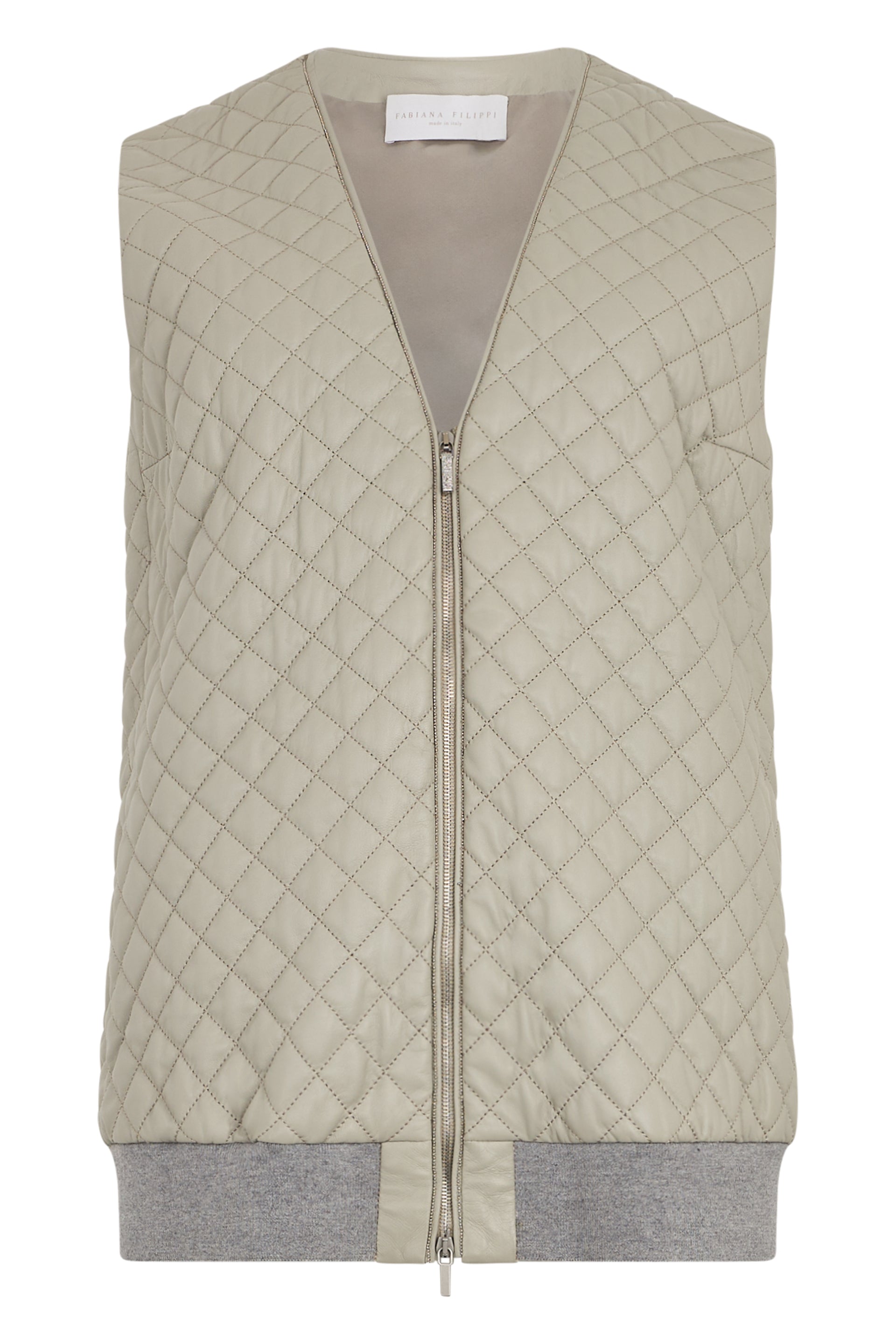 Sleeveless khaki vest, classic and elegant design.