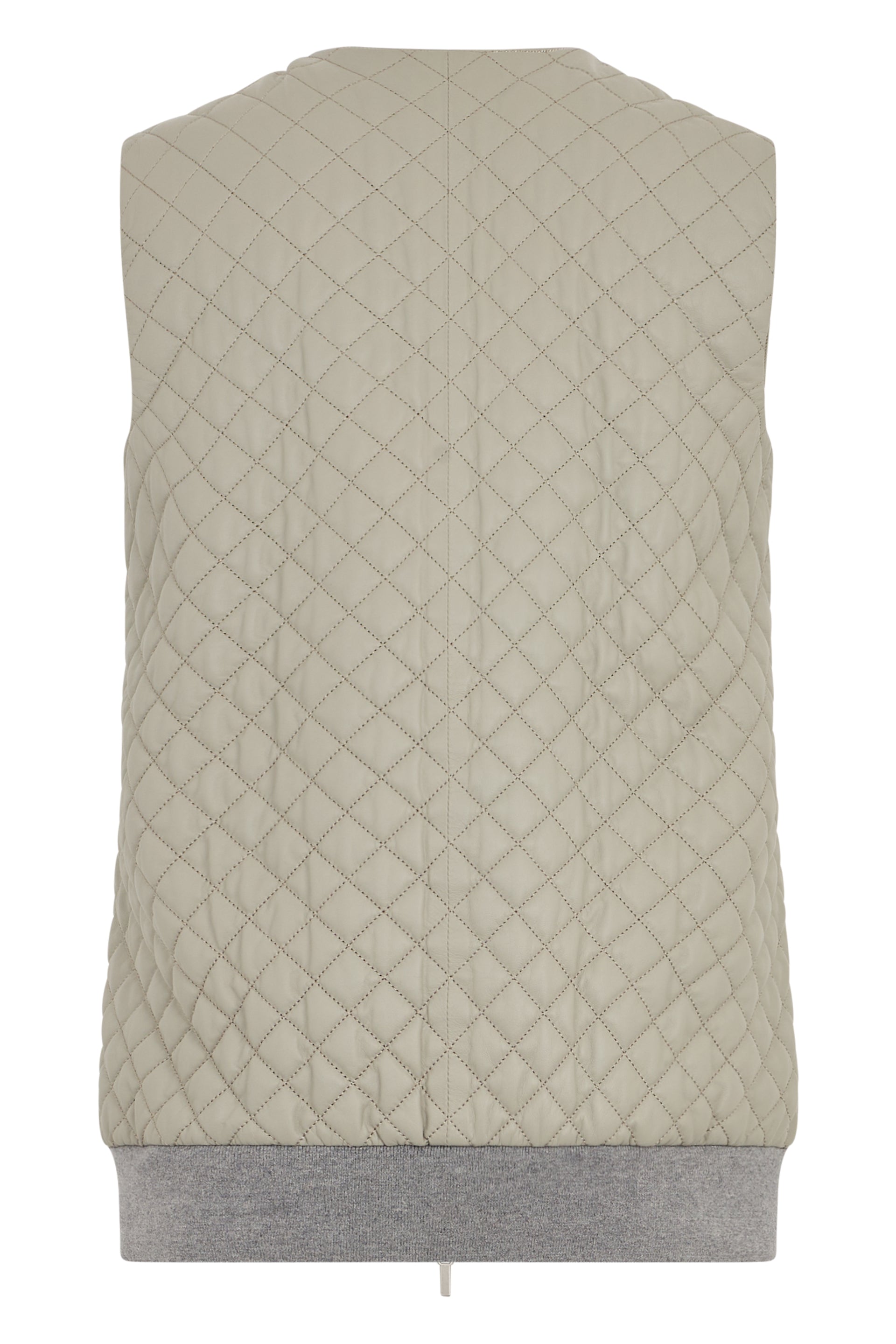 Sleeveless khaki vest, classic and elegant design.