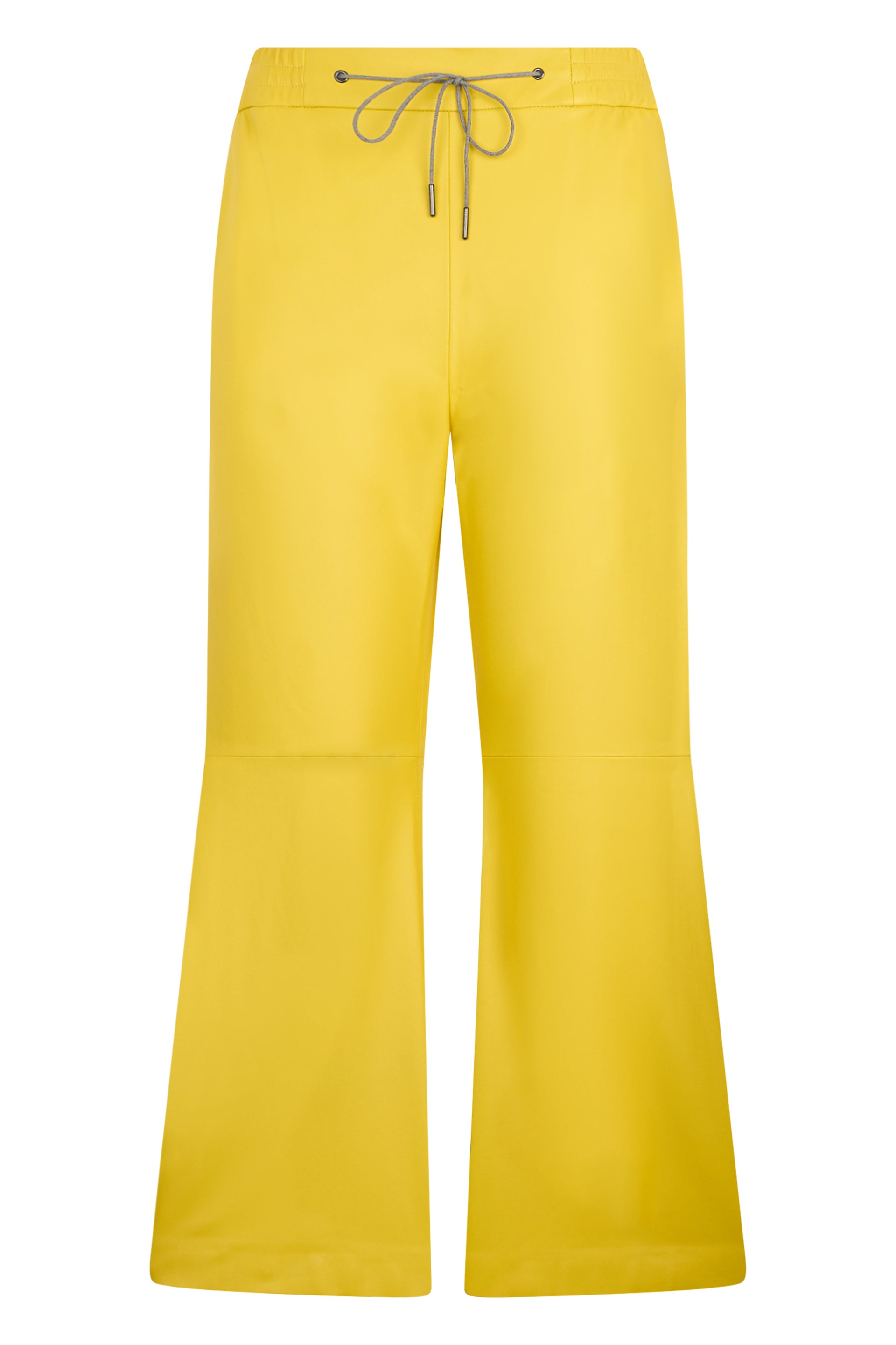 Yellow high-waisted pants, casual and versatile.