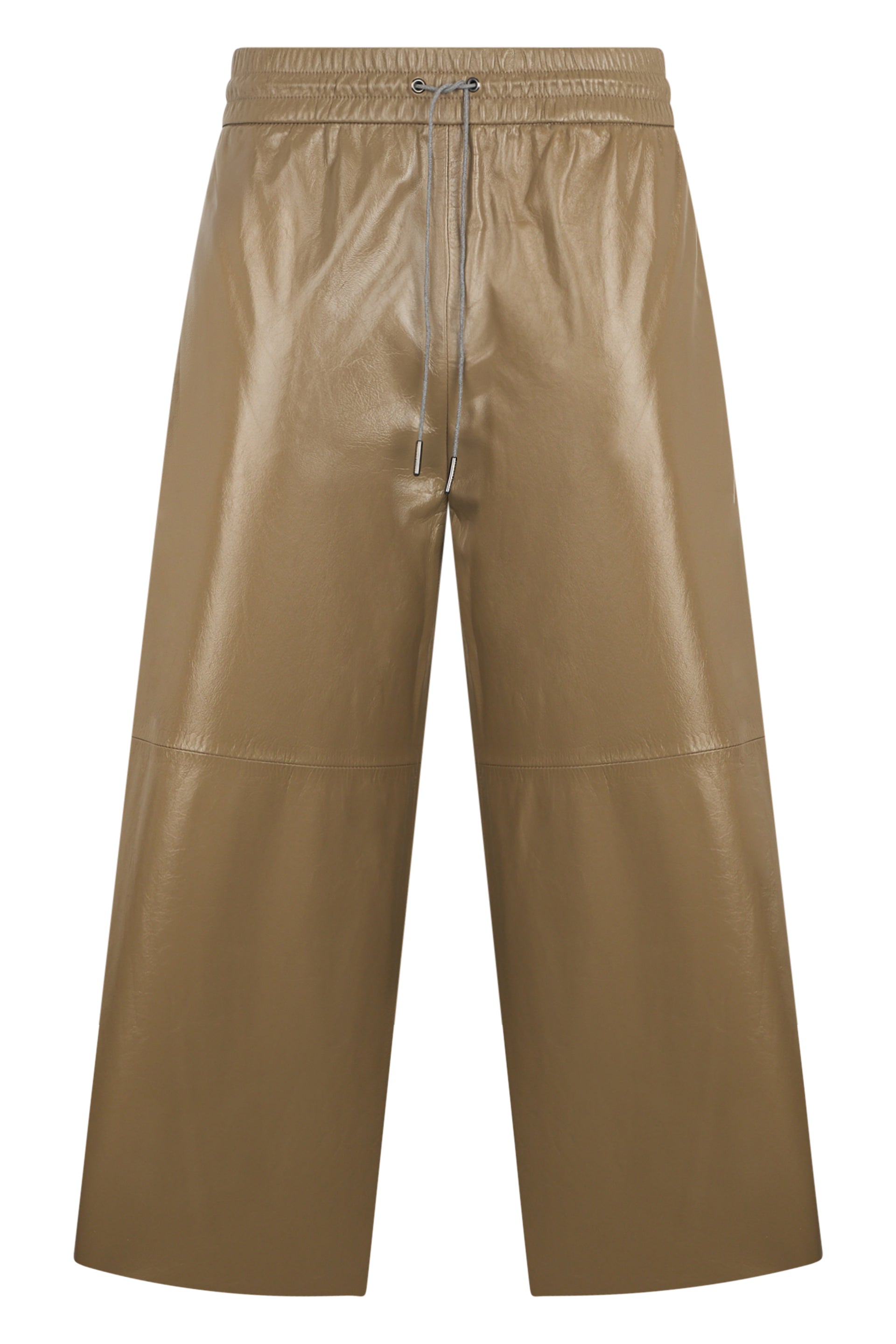 Brown cropped pants with high waist, minimal and versatile.