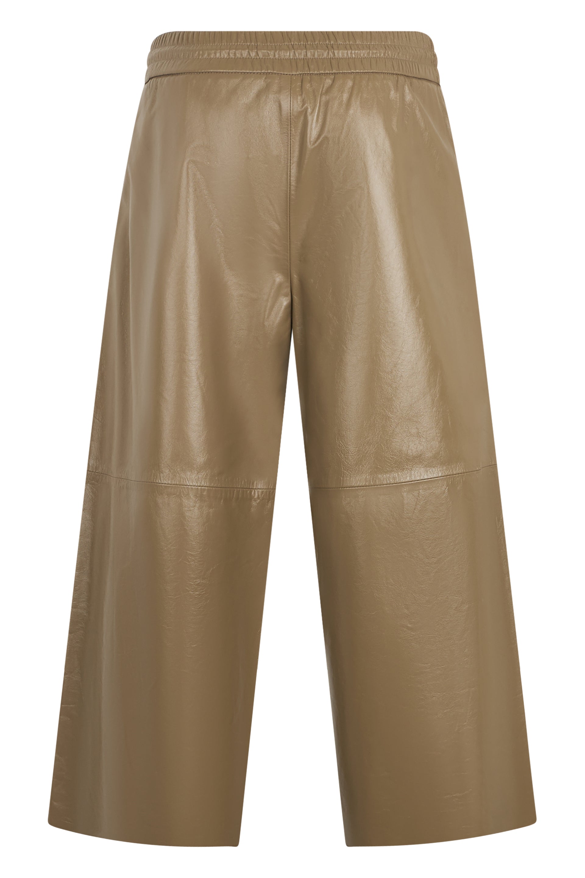 Brown cropped pants with high waist, minimal and versatile.